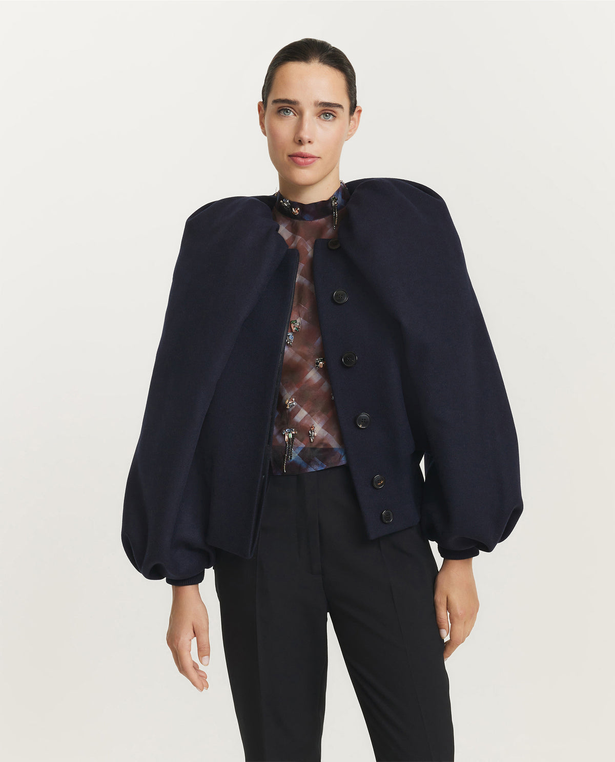 Wollen Virginny Jas - Donkerblauw