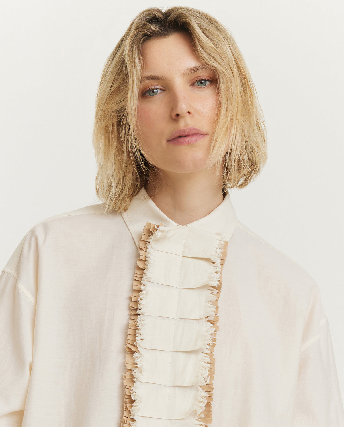 Twill Plastron Shirt - Ecru