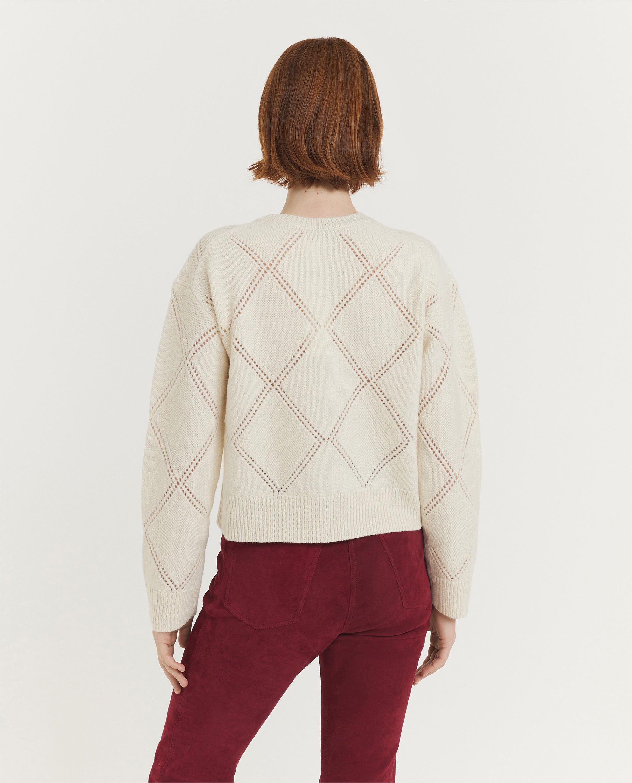 Textuur Argyle Trui - Ecru