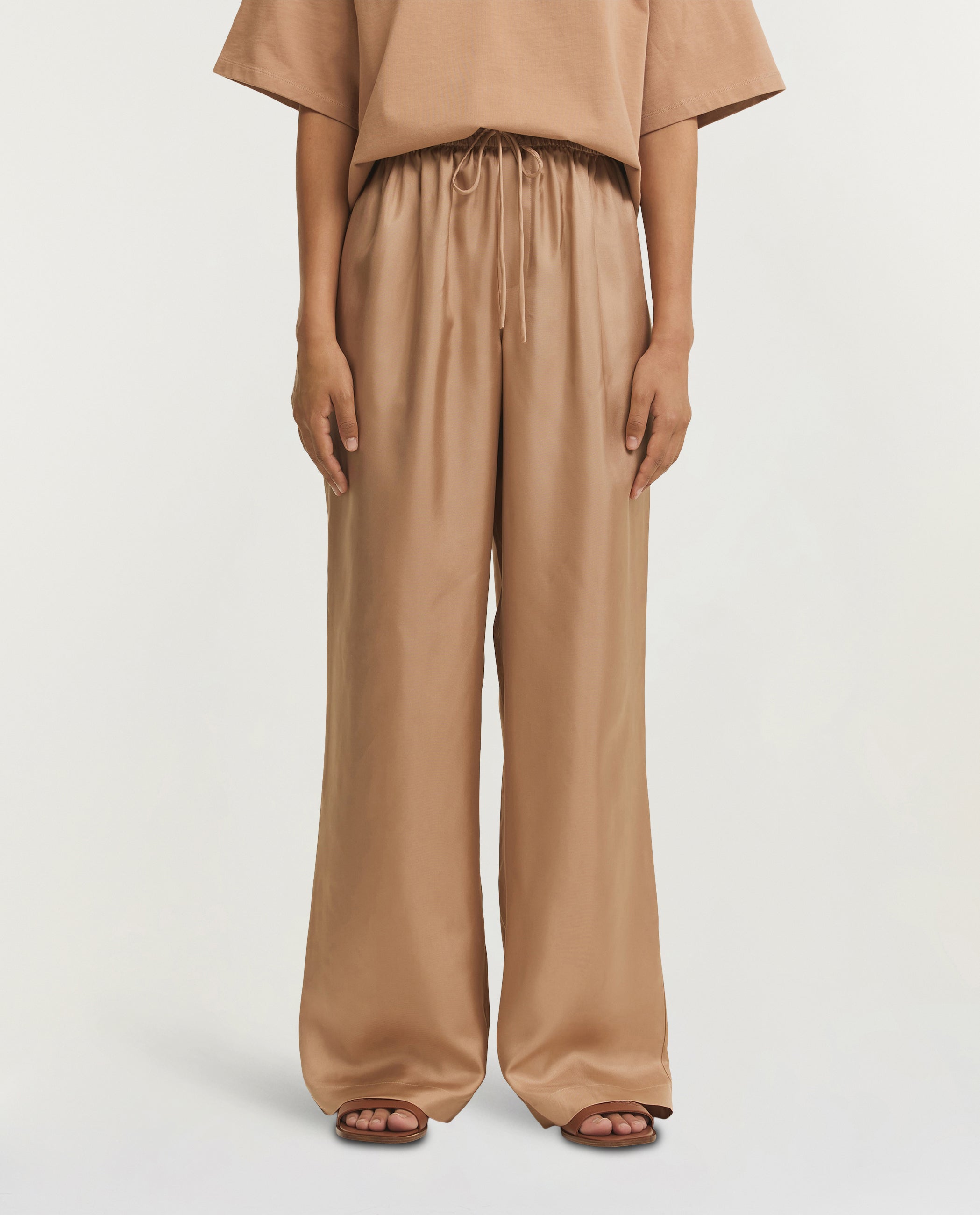 Zijden Wijde Broek - Lichtbruin