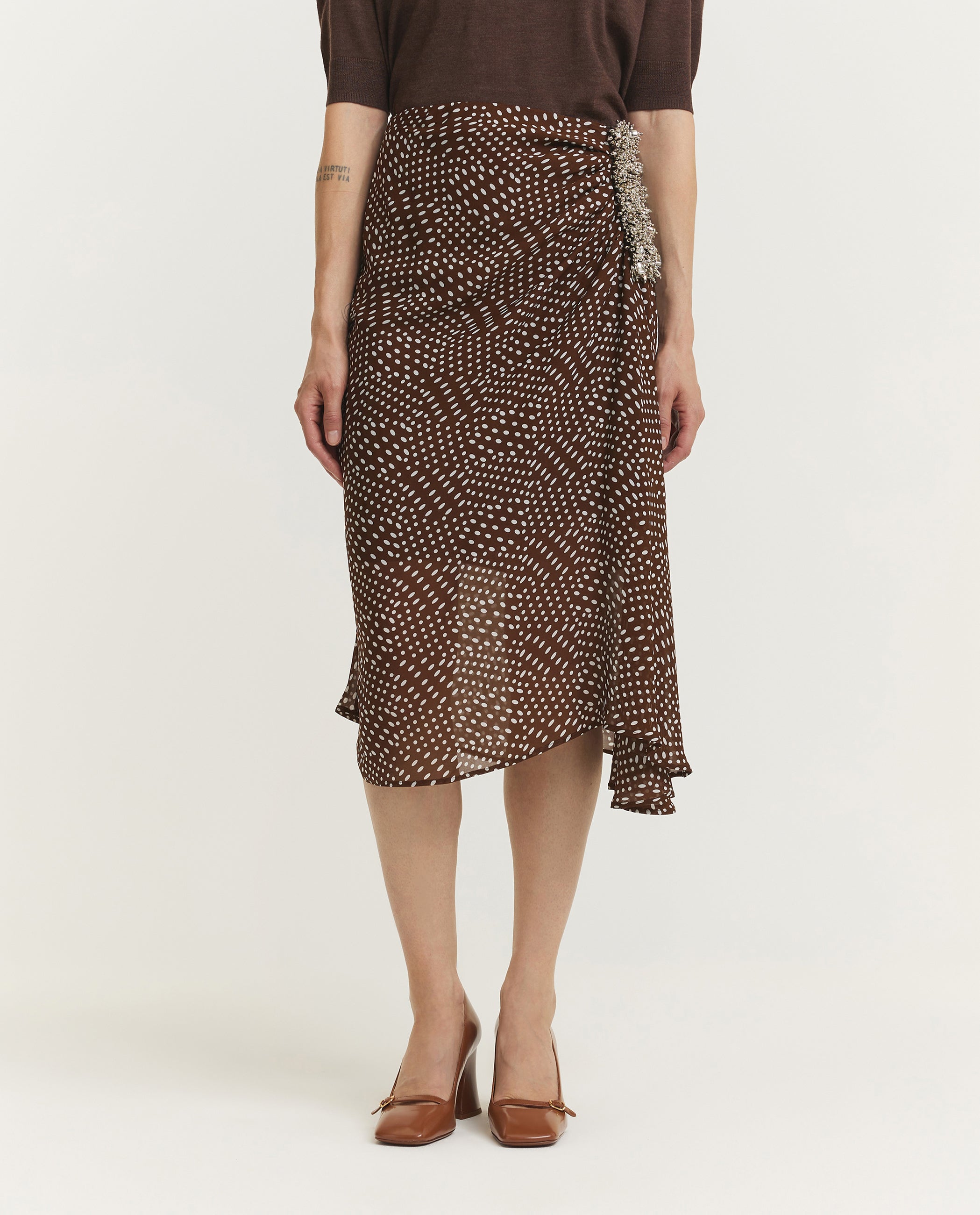 Sovora Zijden Rok - Bruin