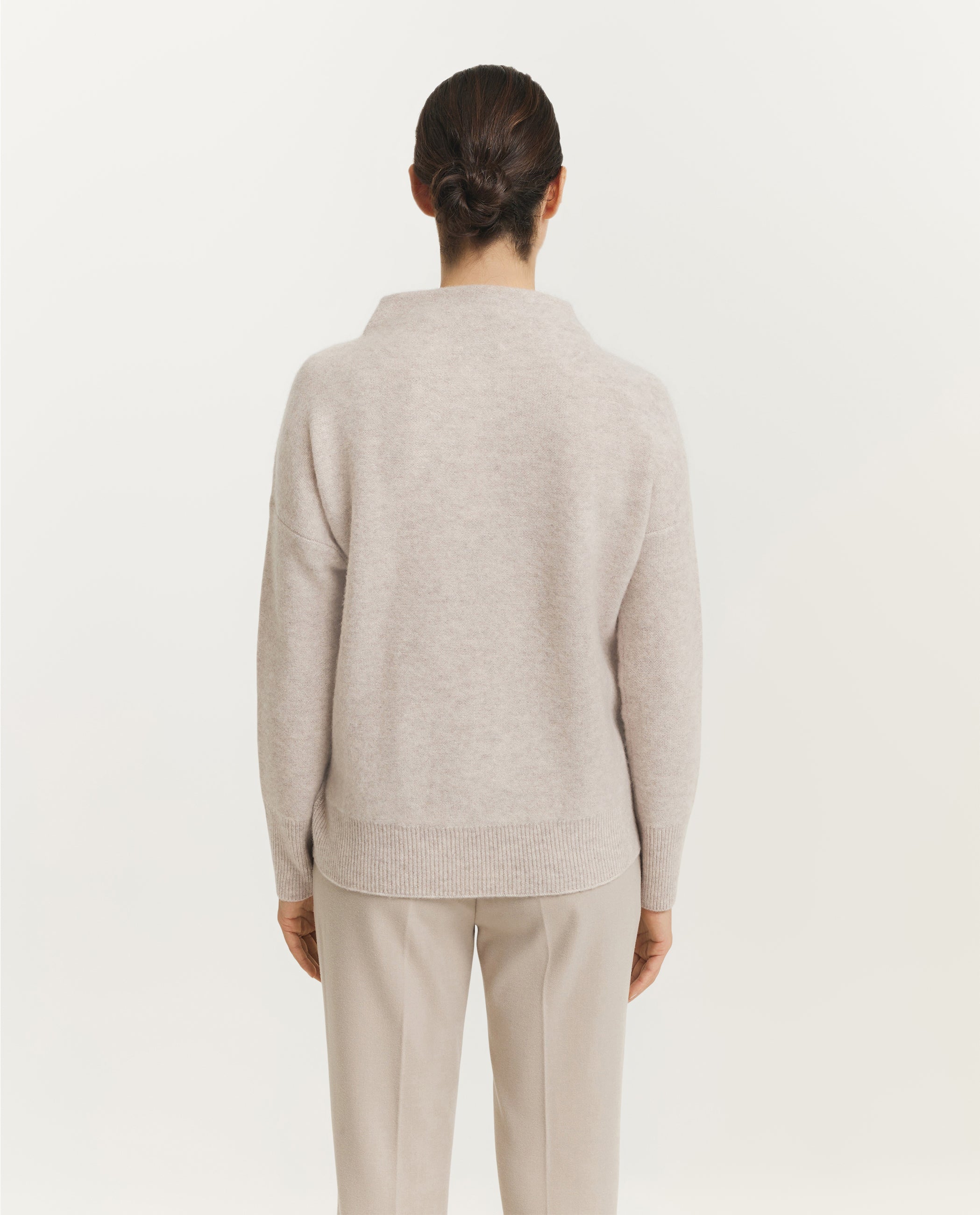 Plush Funnel Nek Trui - Lichtgrijs