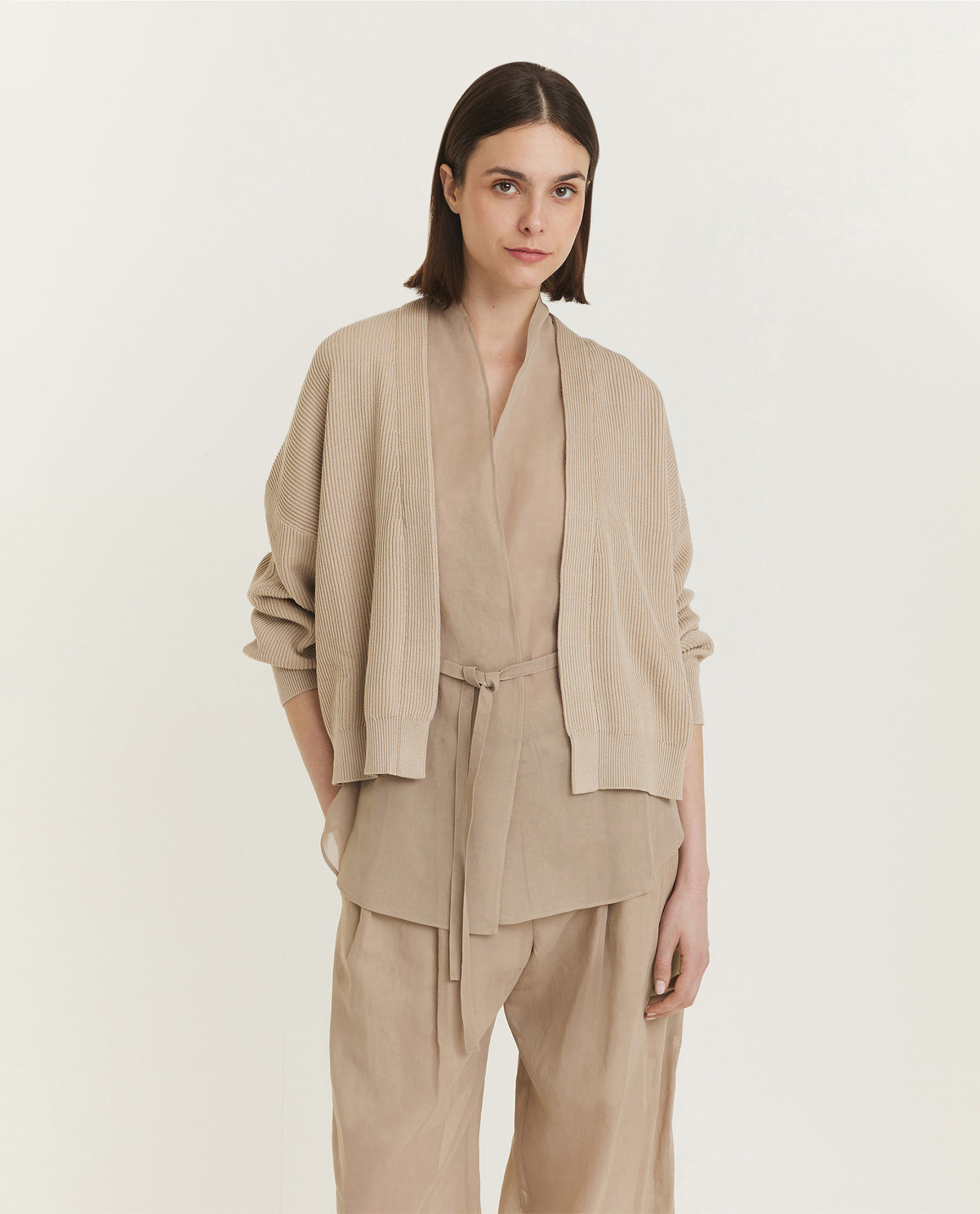 Gelaagde Cardigan - Lichtbruin