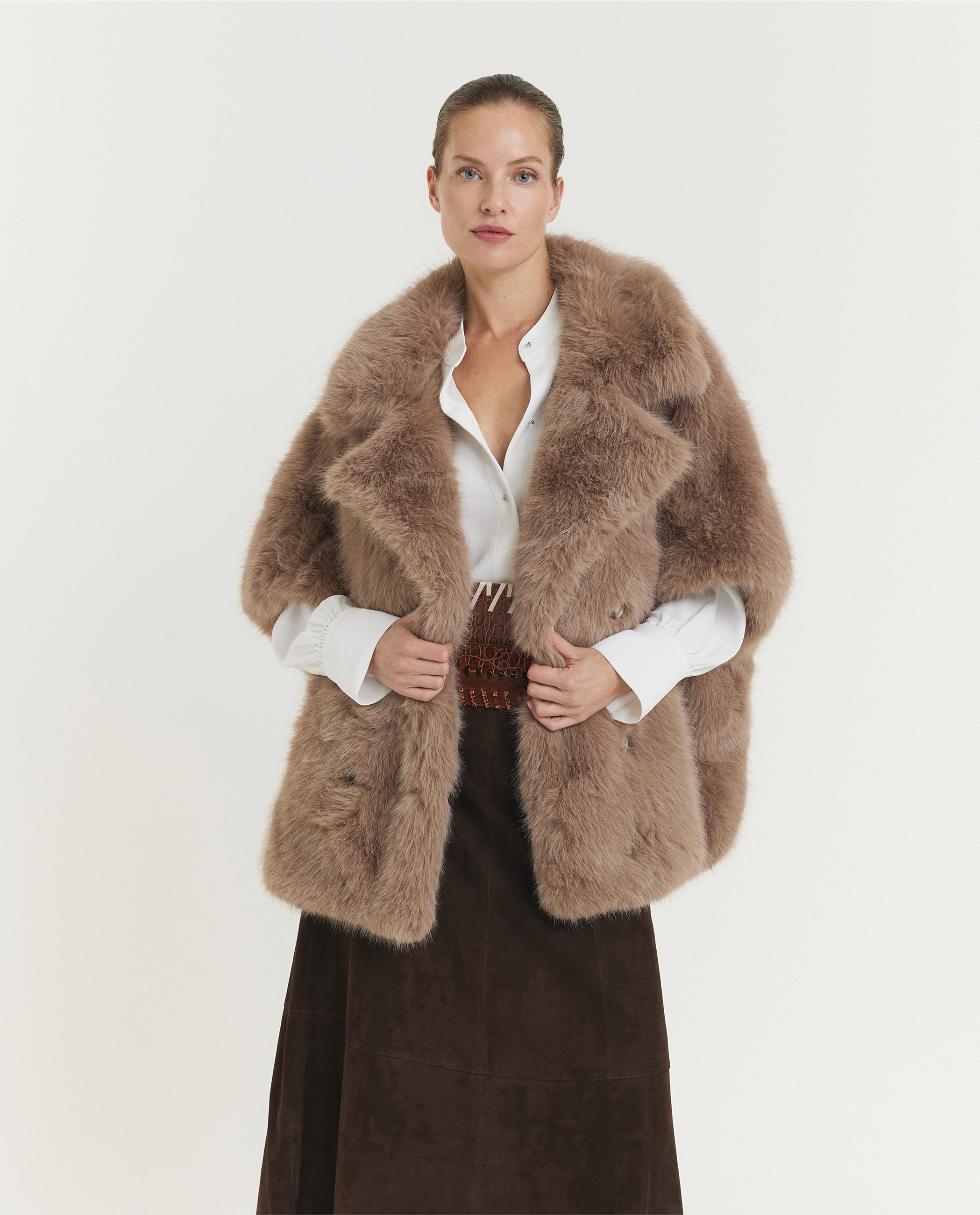 Faux Fur Jas - Lichtbruin