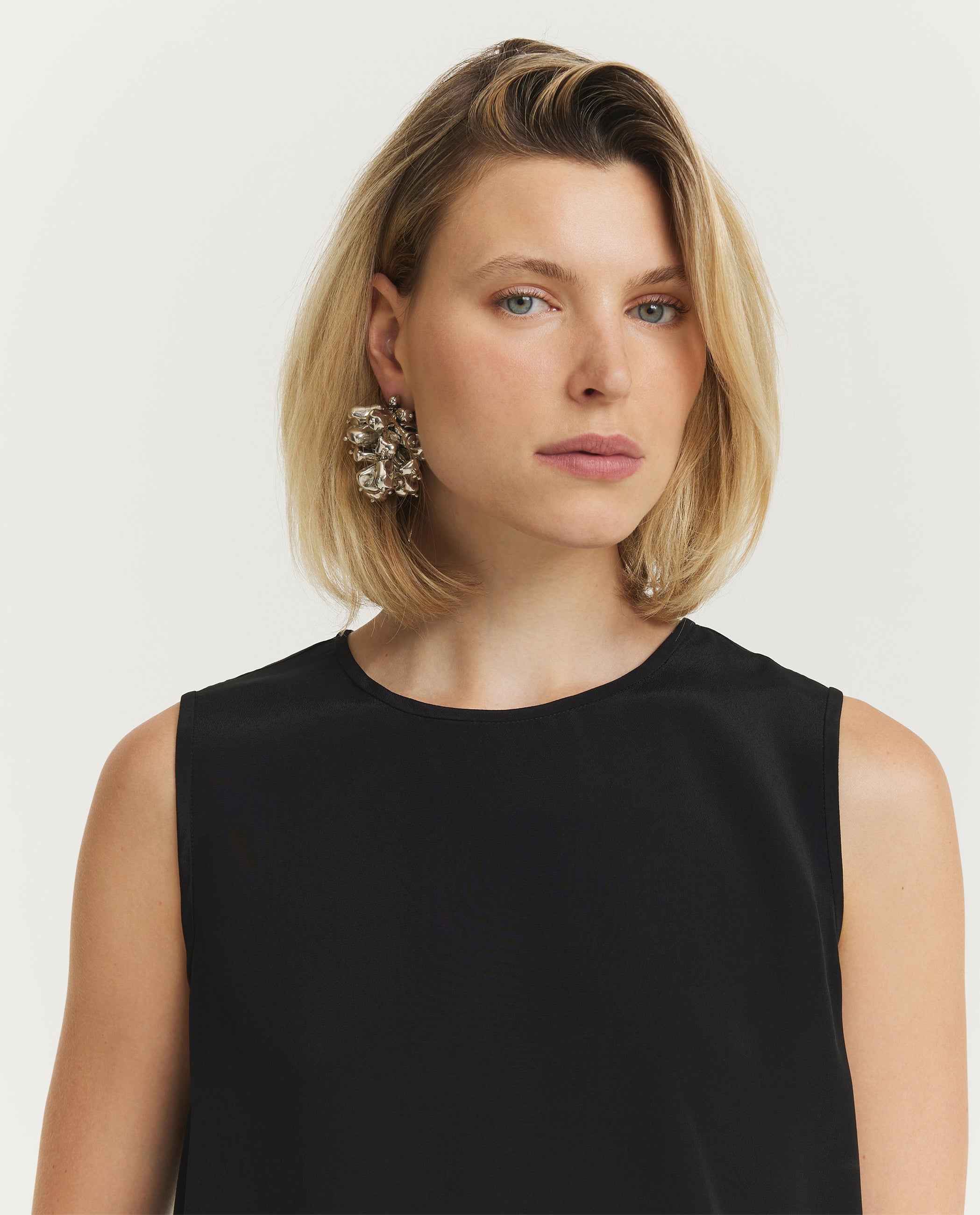 Metallic Abstracte Oorbellen - Zilver