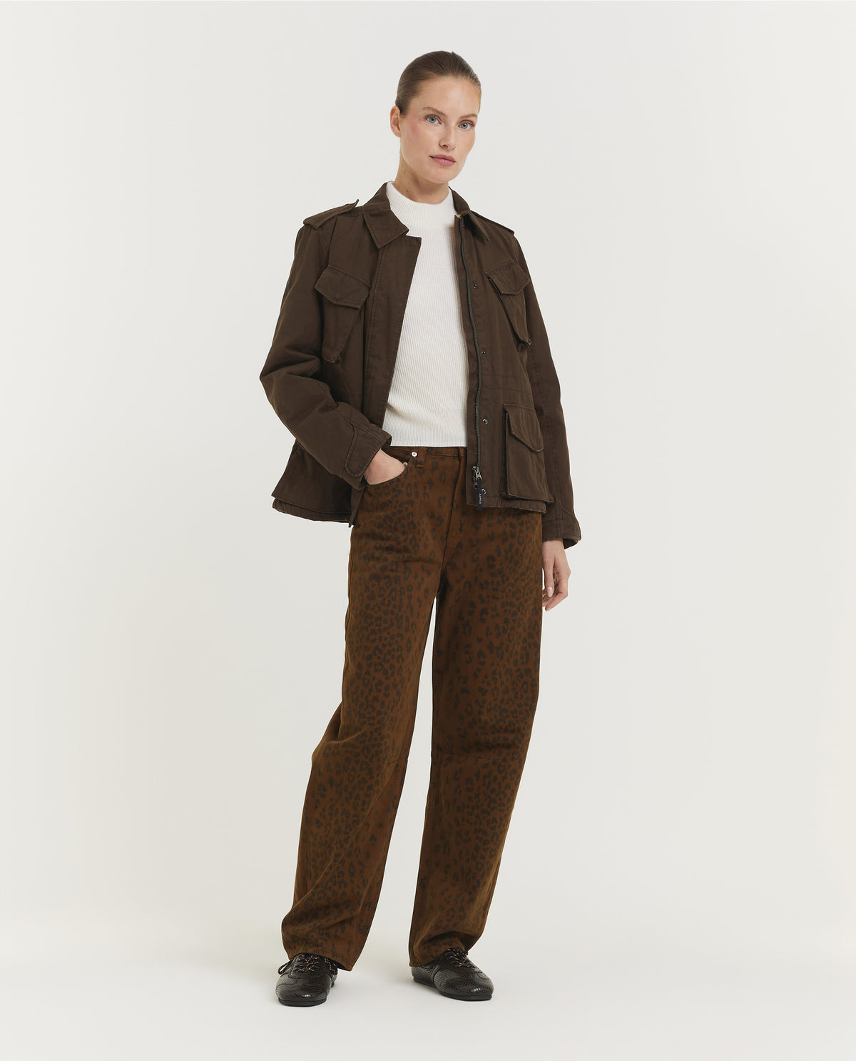 Split Sleeve Mock Trui - Ecru