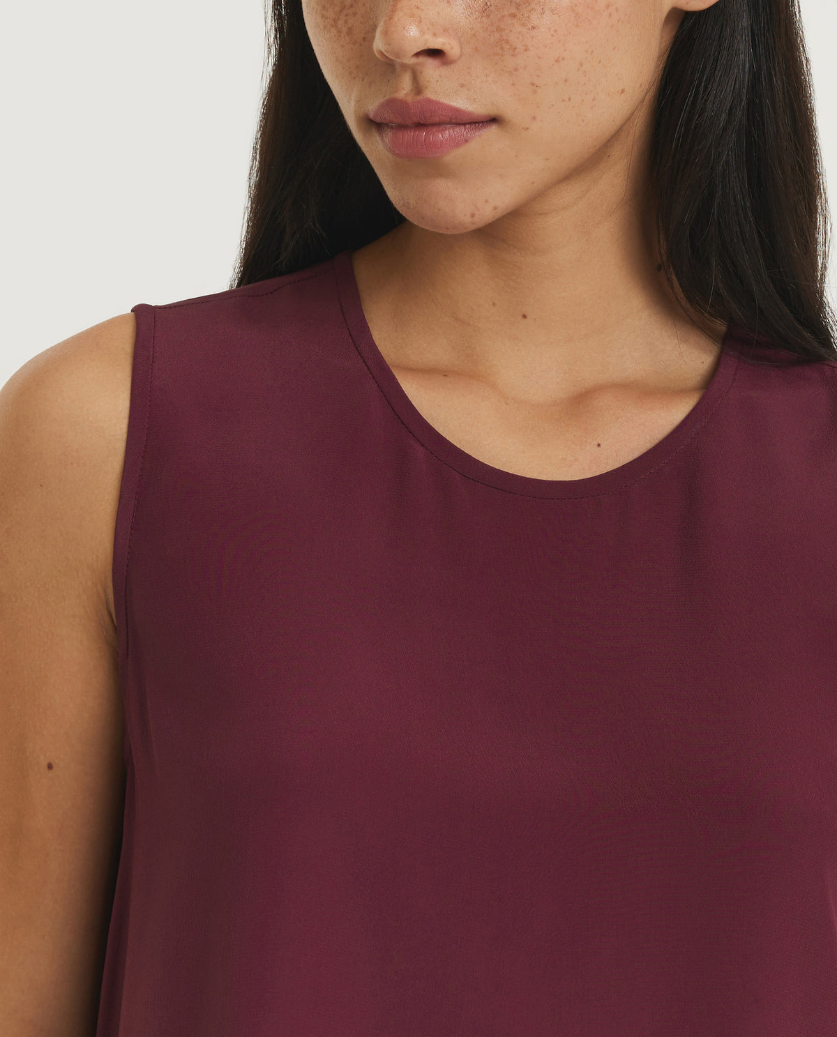 Mouwloze Zijde Mix Top - Rood