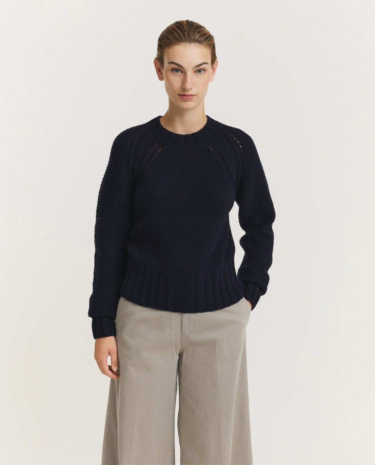 Grove Ronde Hals Trui - Donkerblauw