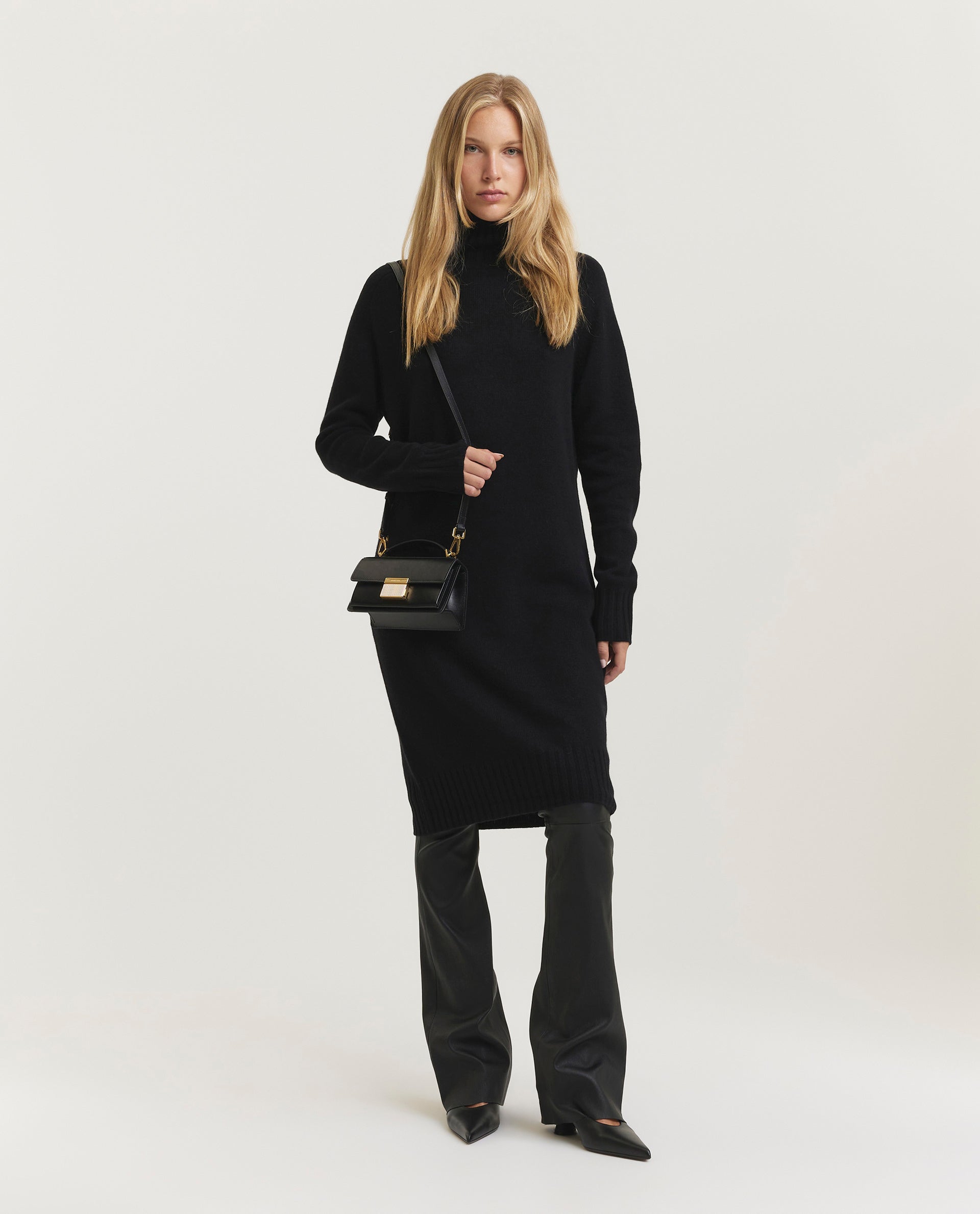 Wol-cashmere jurk - Zwart