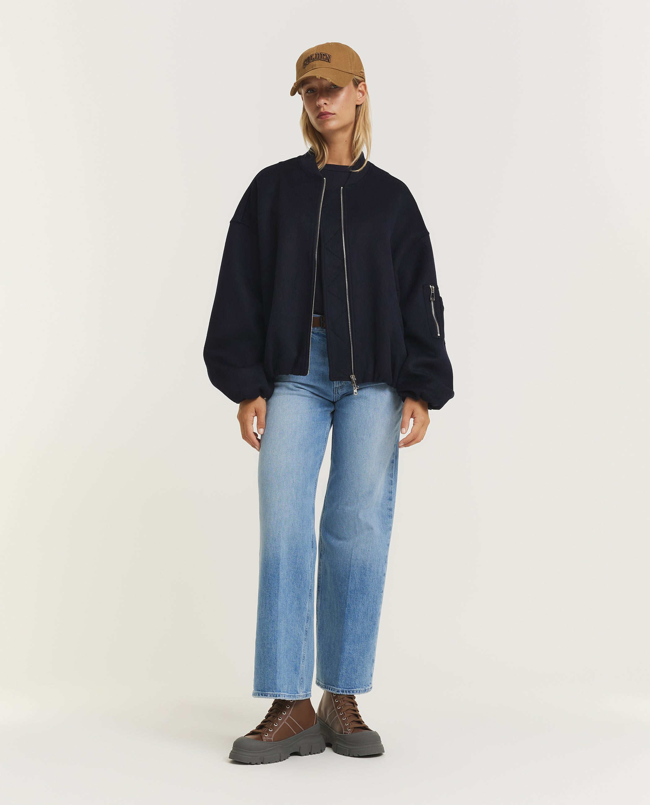 Pearl Wool Bomber Jacket