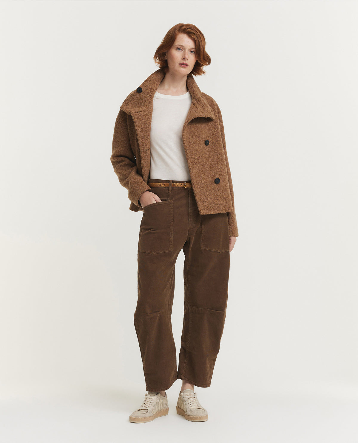 Cropped Funnel Bouclé Jacket