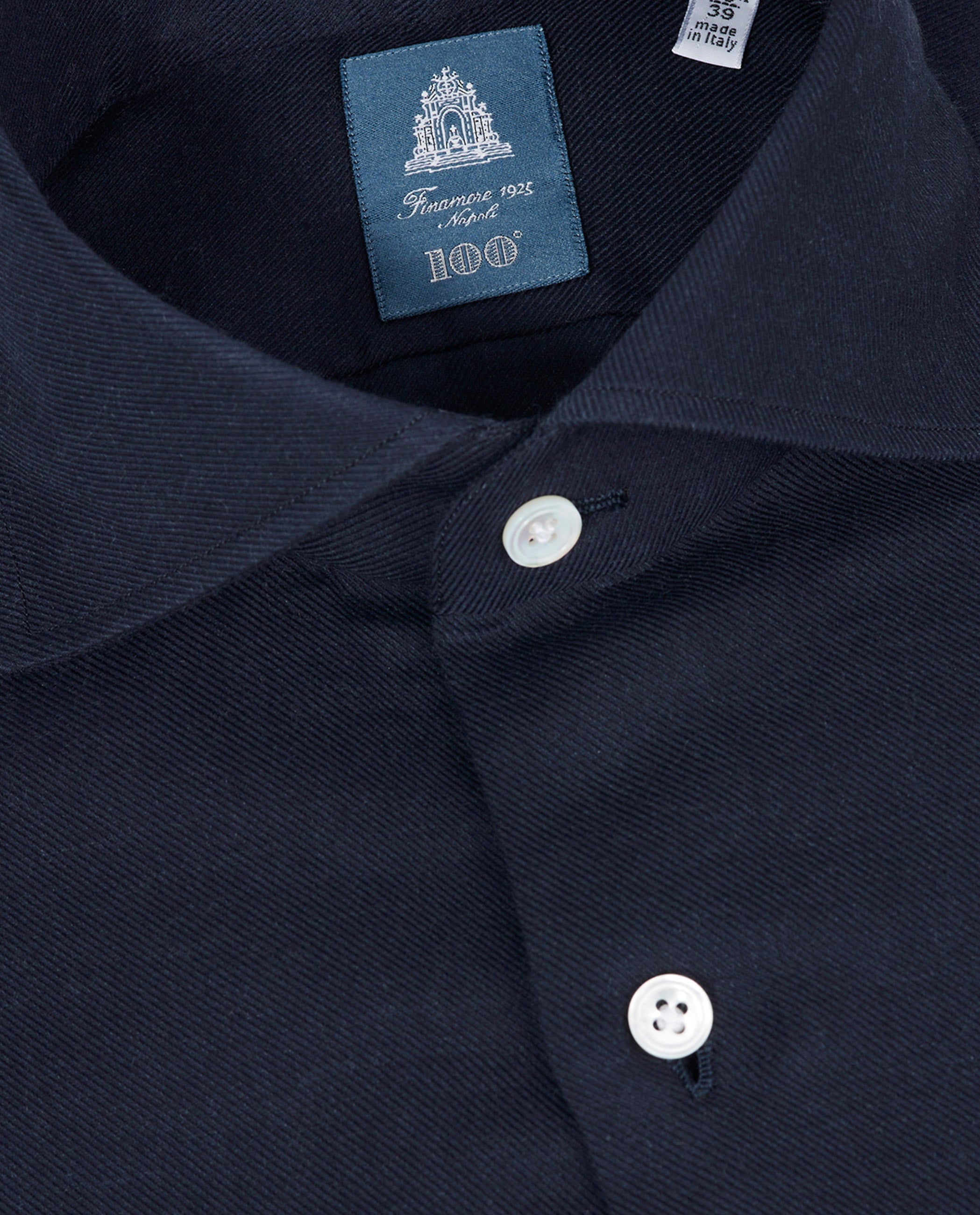 Katoen Cashmere Flanel Shirt - Donkerblauw