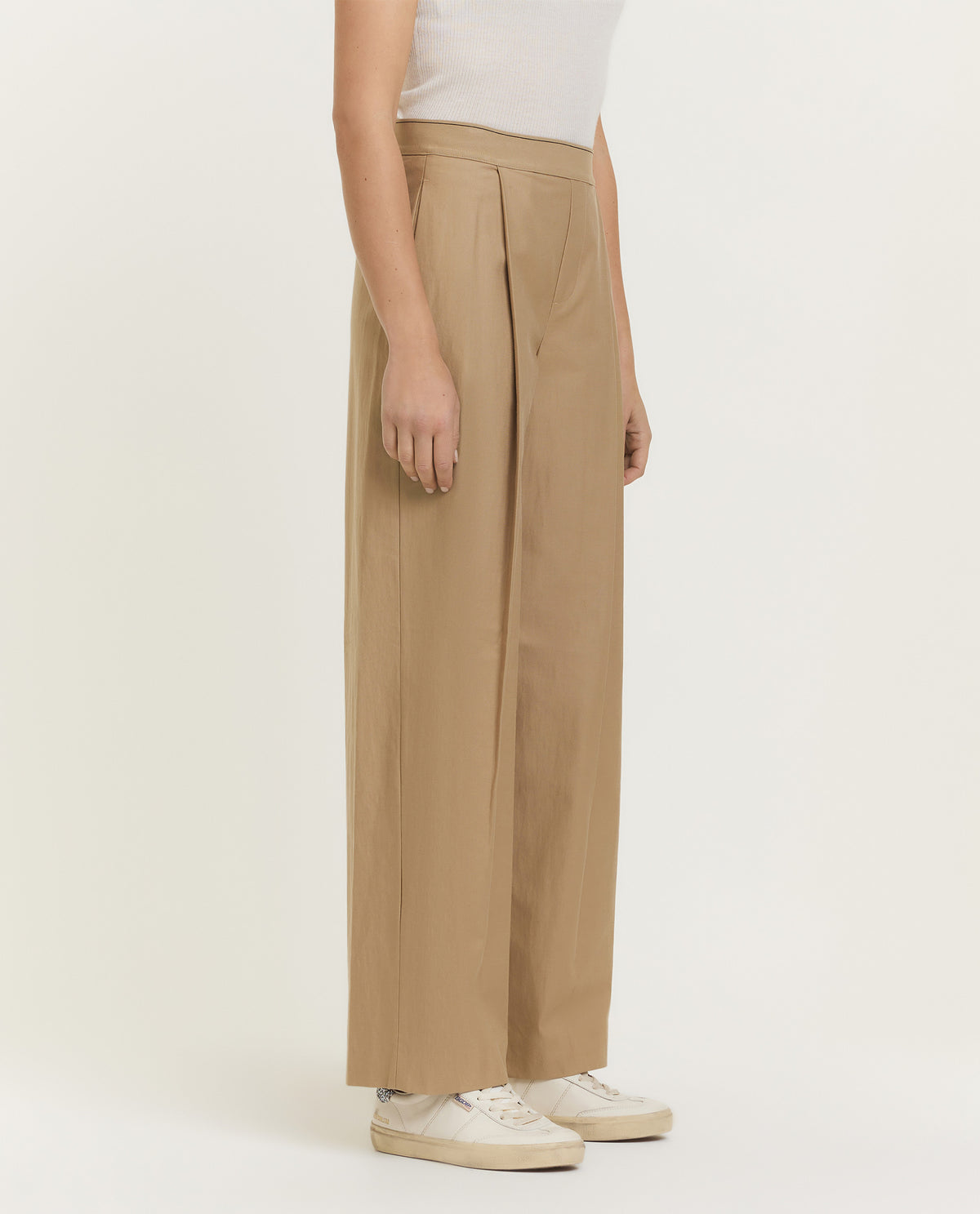 Wide leg cotton-wool pants