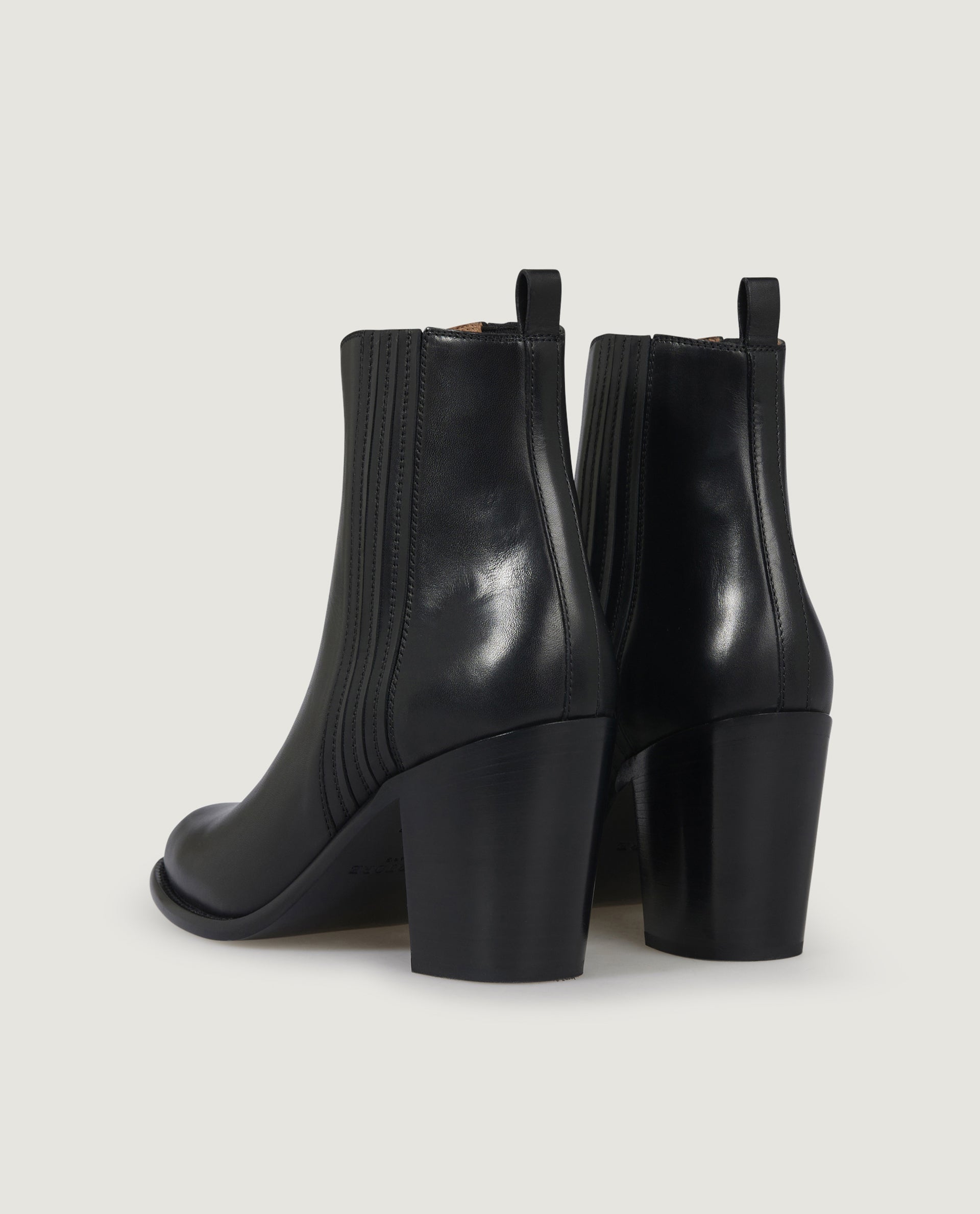 Leren enkellaarzen - Zwart