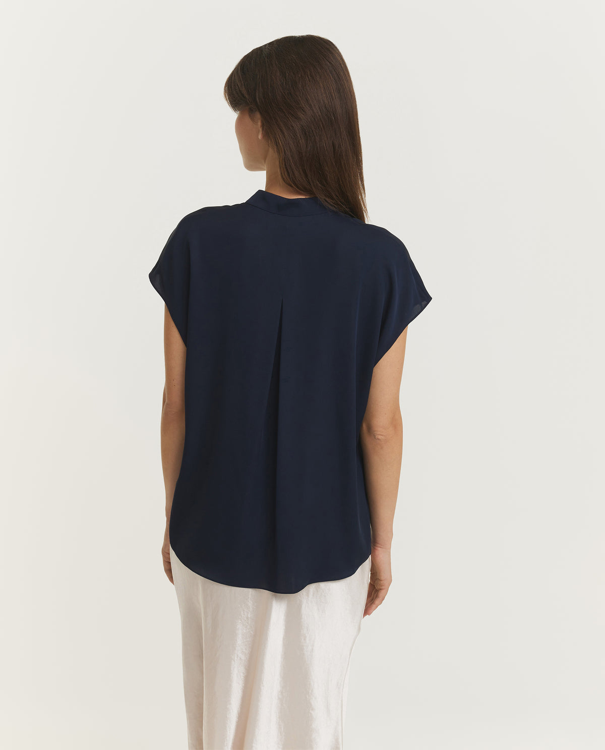 Stretch Silk Cap Sleeve Blouse