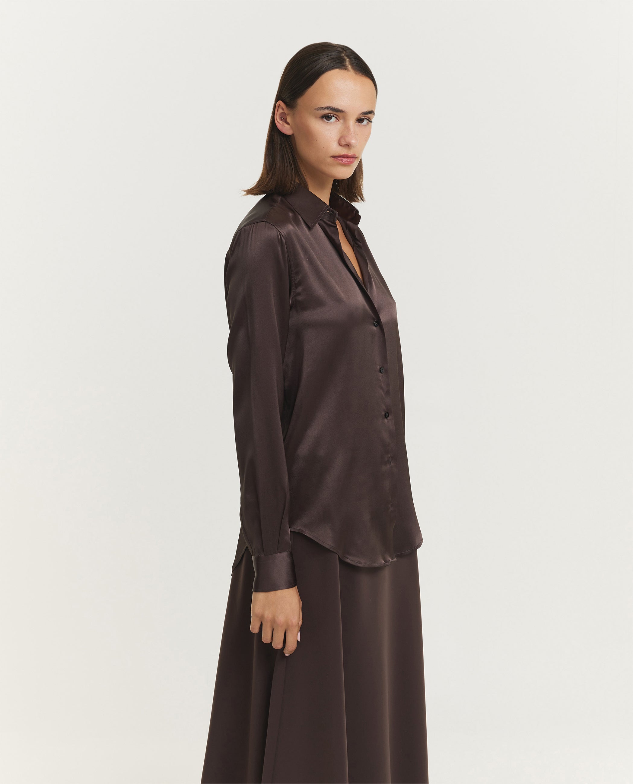 Zijden Marta Blouse - Bruin