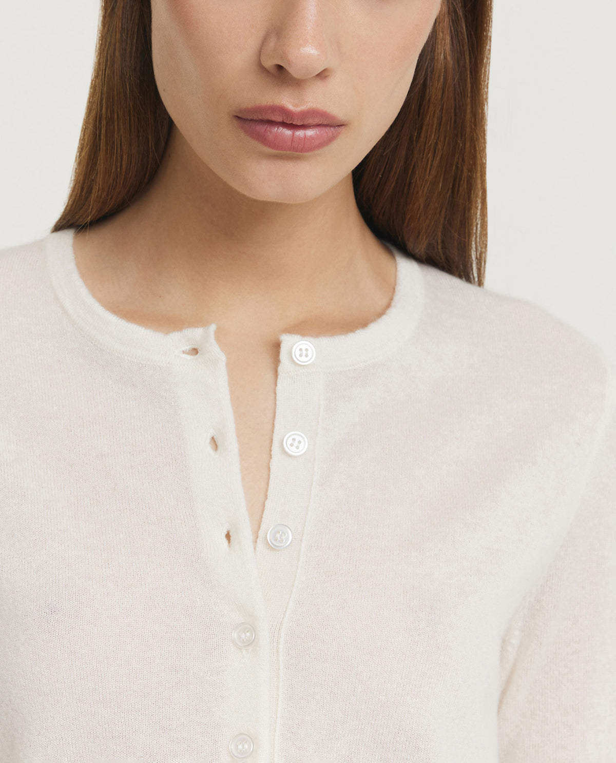 Cashmere Zijden Henley - Wit