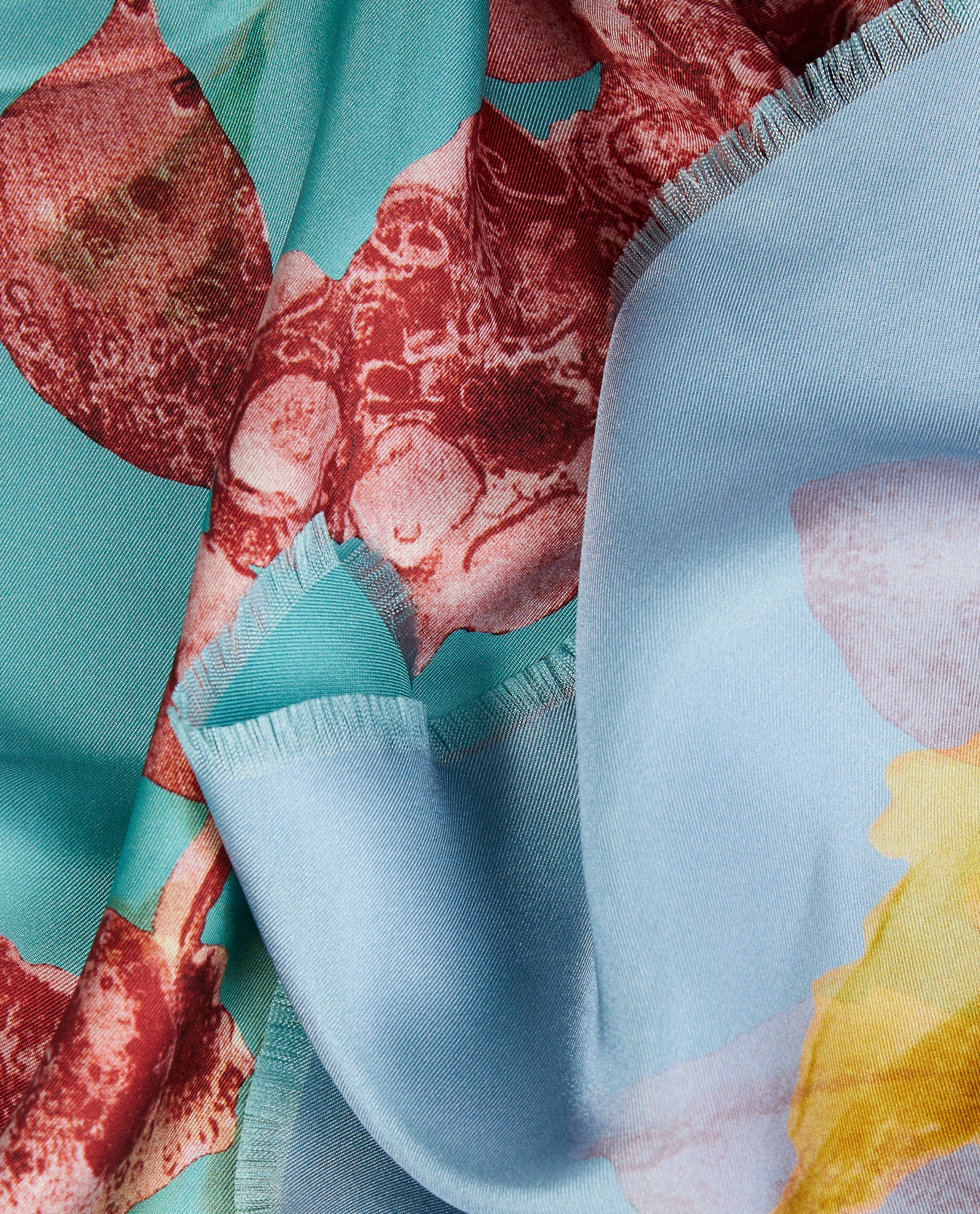 Floraal Zijden Shawl - Lichtblauw