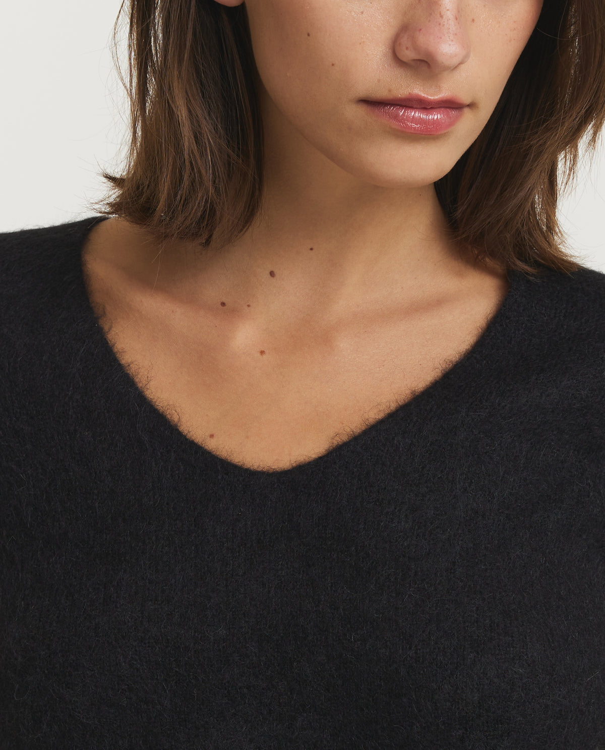 Shaggy Alpaca V-Neck Sweater