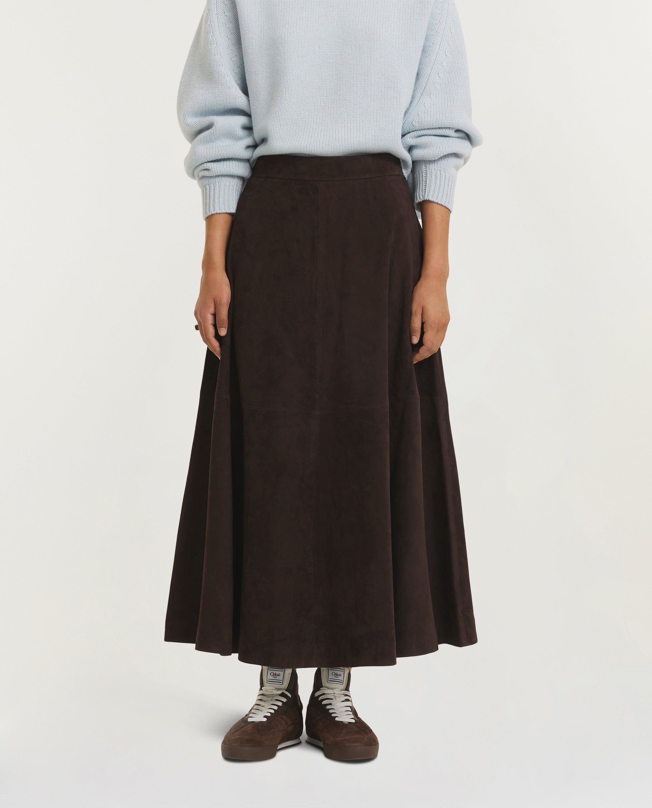 A-Line Suede Skirt - Bruin