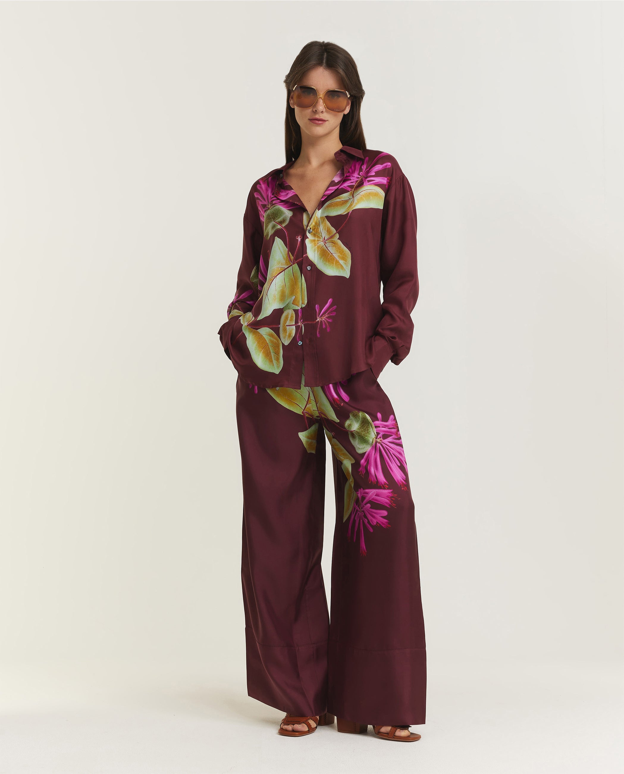 Zijden Print Blouse - Rood