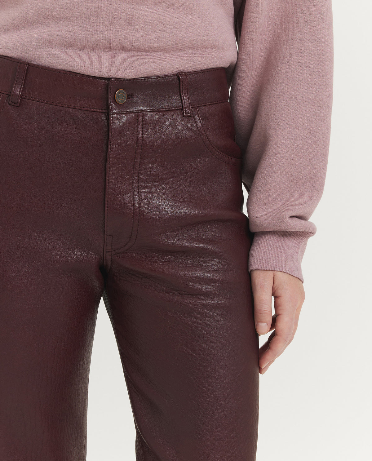 Leren Flare Broek - Rood