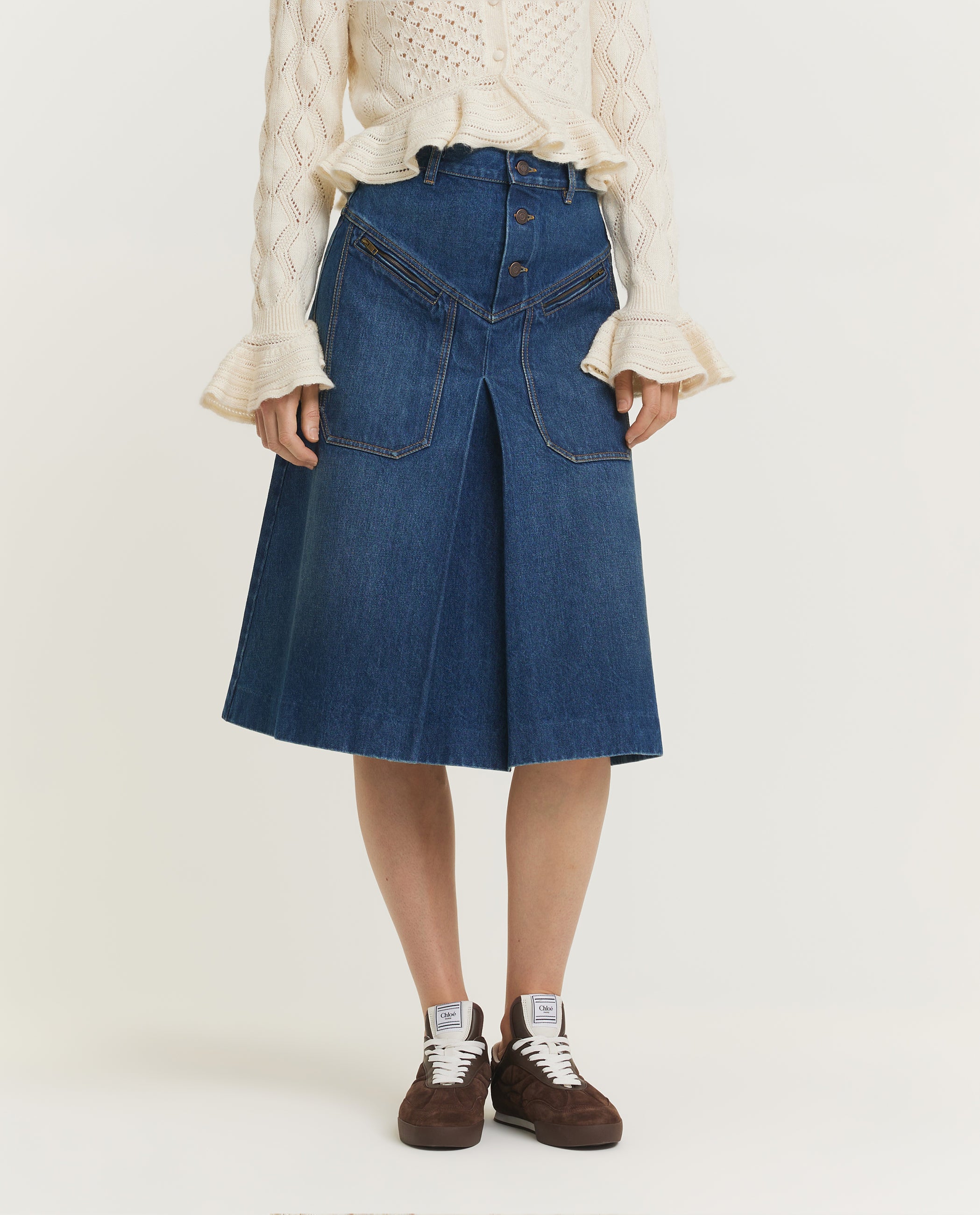 Denim Knee Skirt