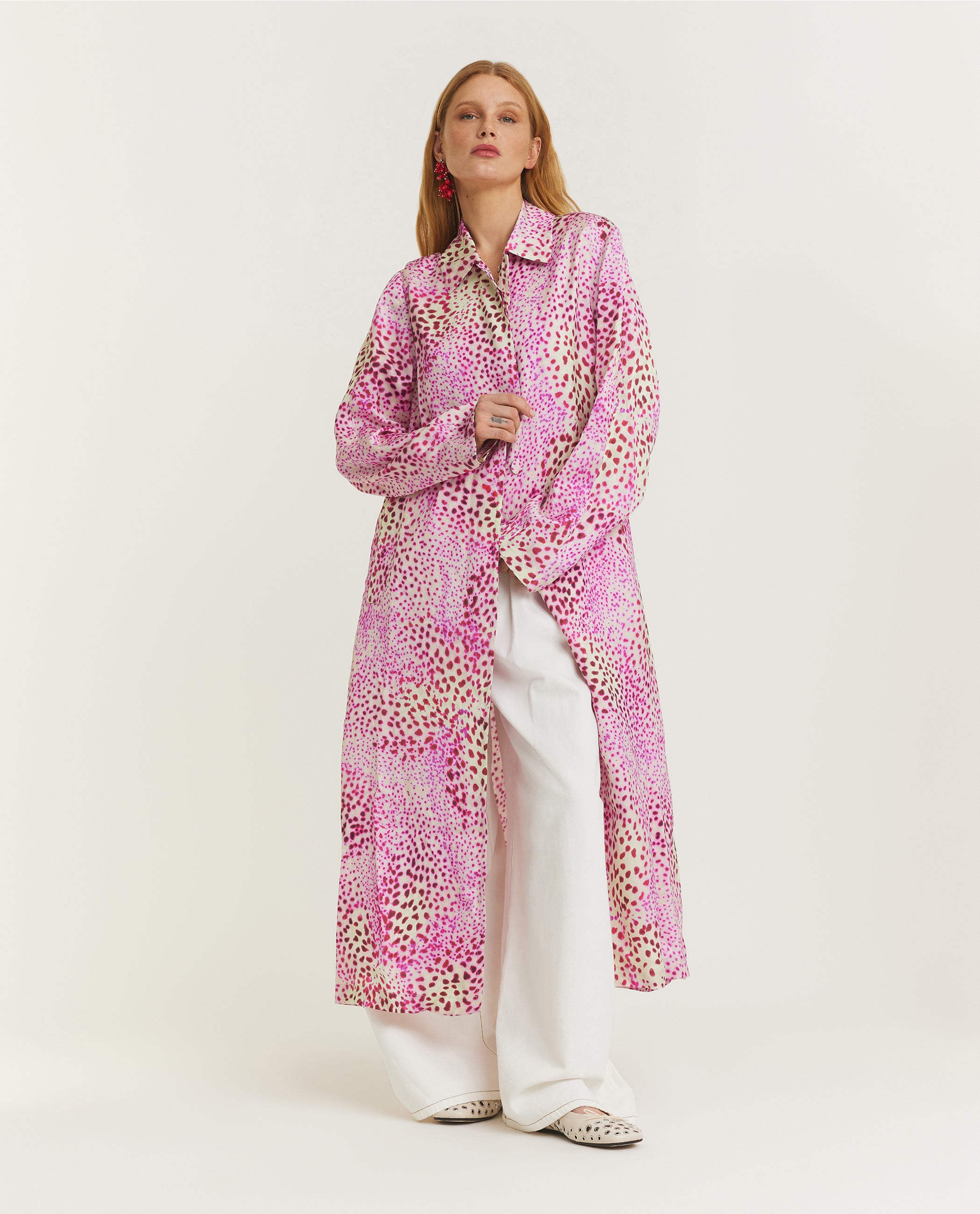 Geprinte Jacquard Jas - Roze
