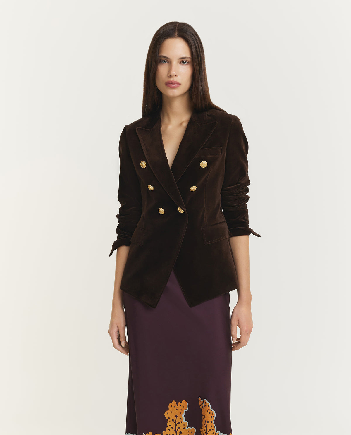 Katoen Fluwelen Blazer - Bruin
