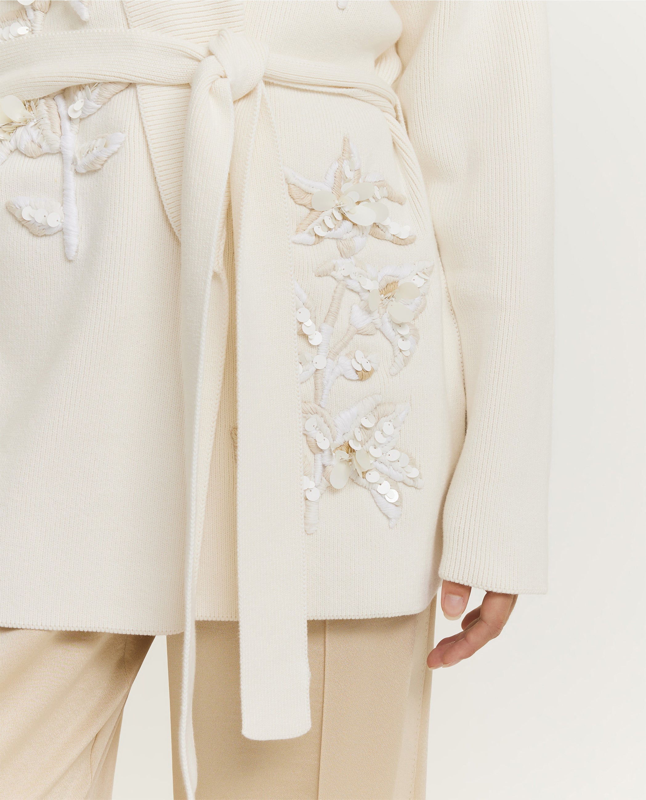 Katoenen Floraal Vest - Ecru
