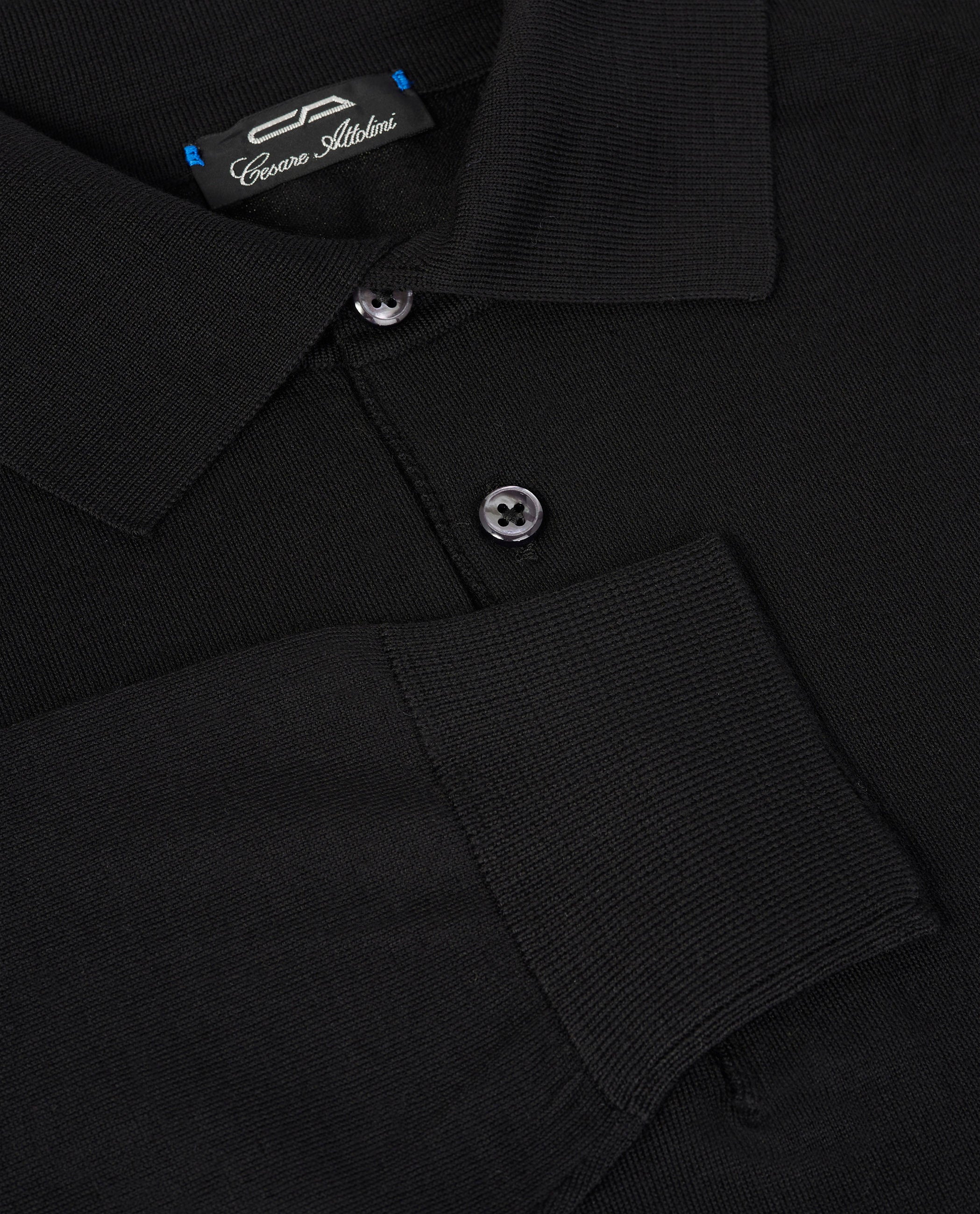 Wollen Lange Mouwen Polo - Zwart