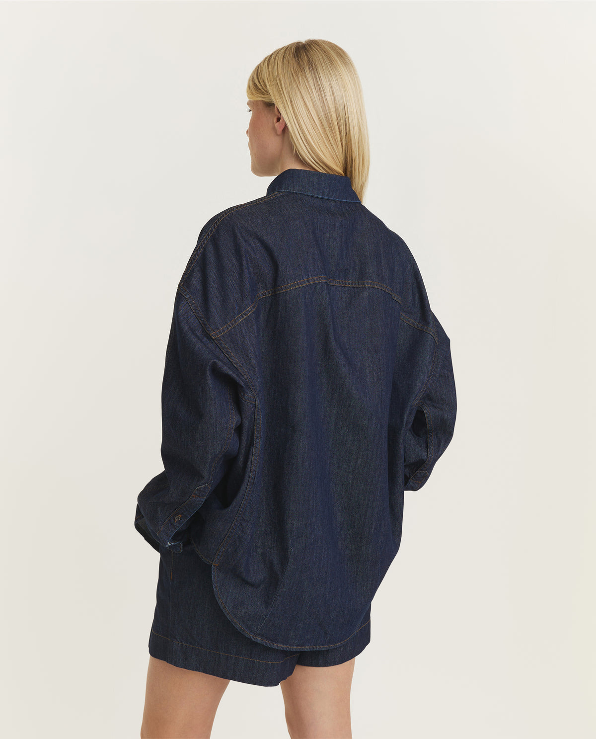 Denim Cocoon Shirt - Donkerblauw