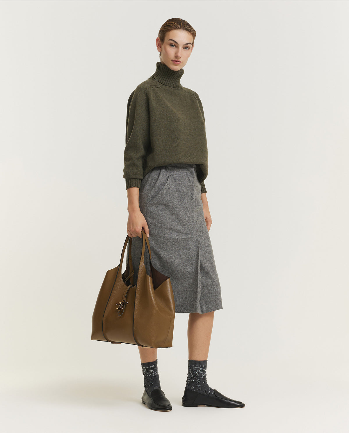 Low Mock Neck Wollen Trui - Groen