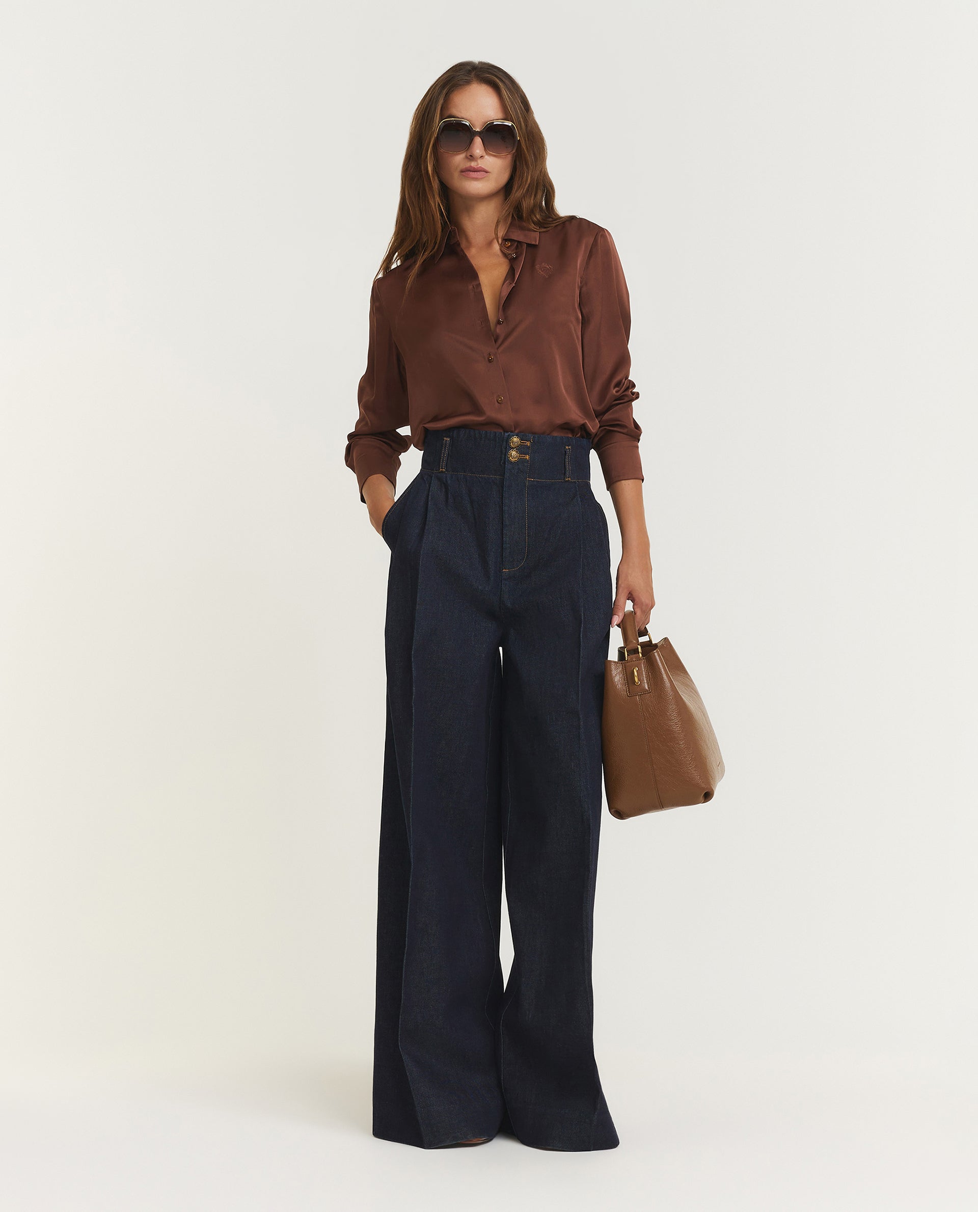 Hypnotic Zijden Shirt - Bruin