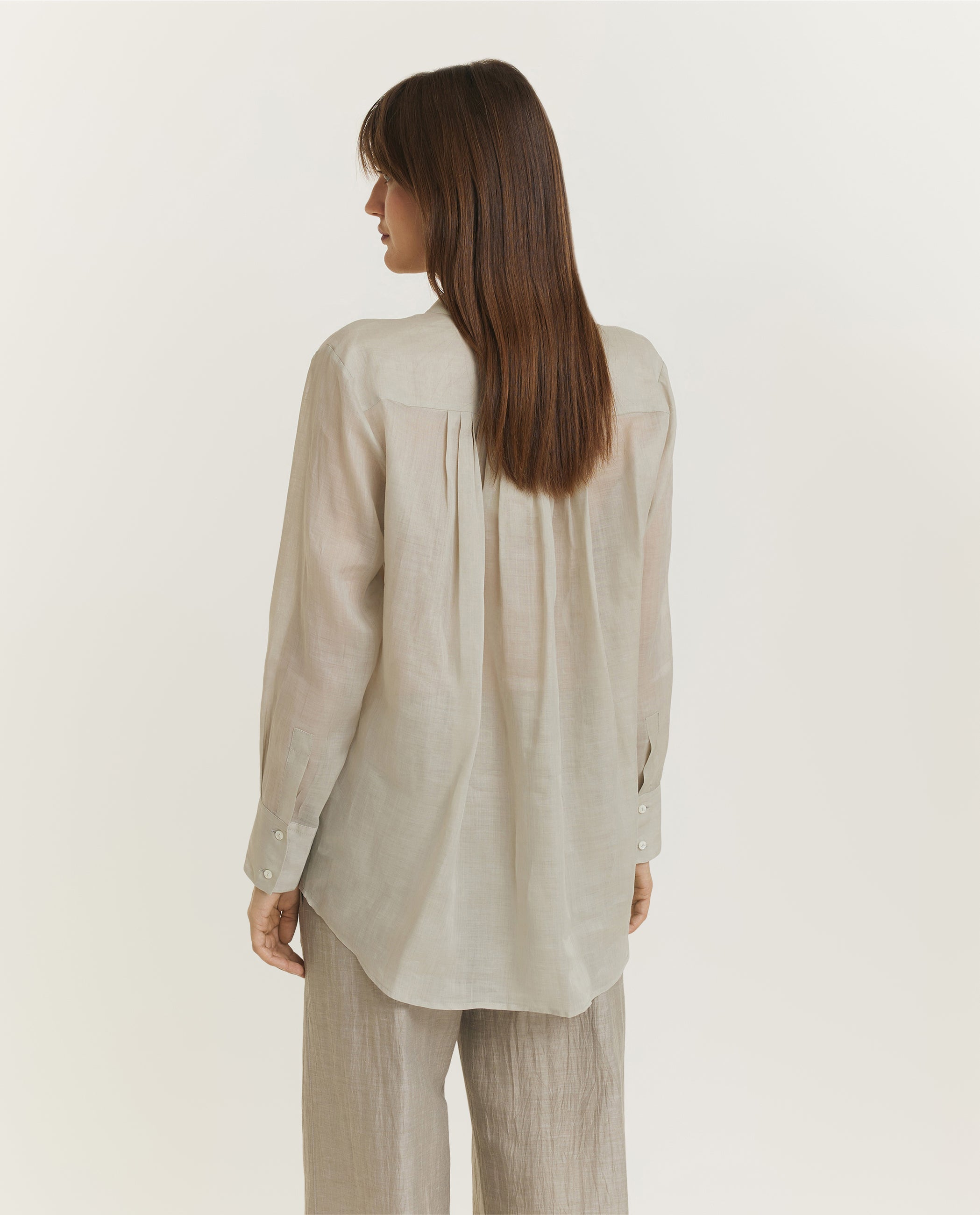 Relaxt Linnen Shirt - Lichtgrijs