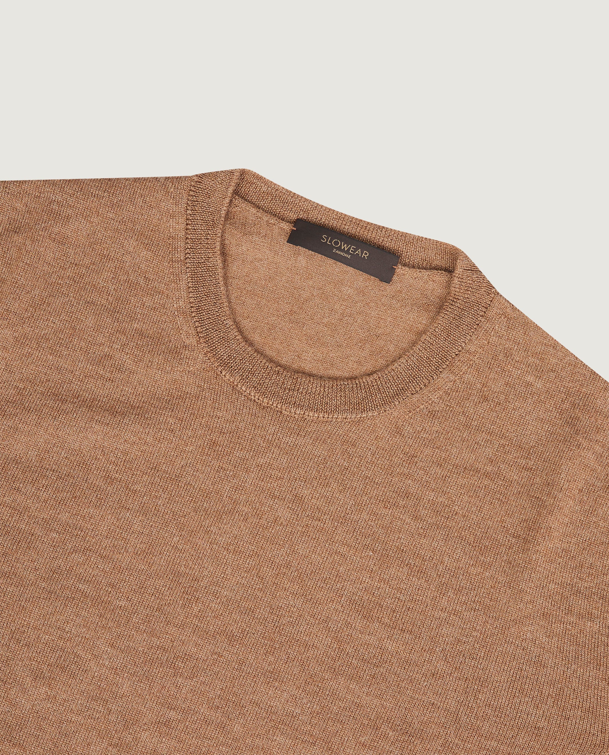 Wollen Crewneck Trui - Lichtbruin