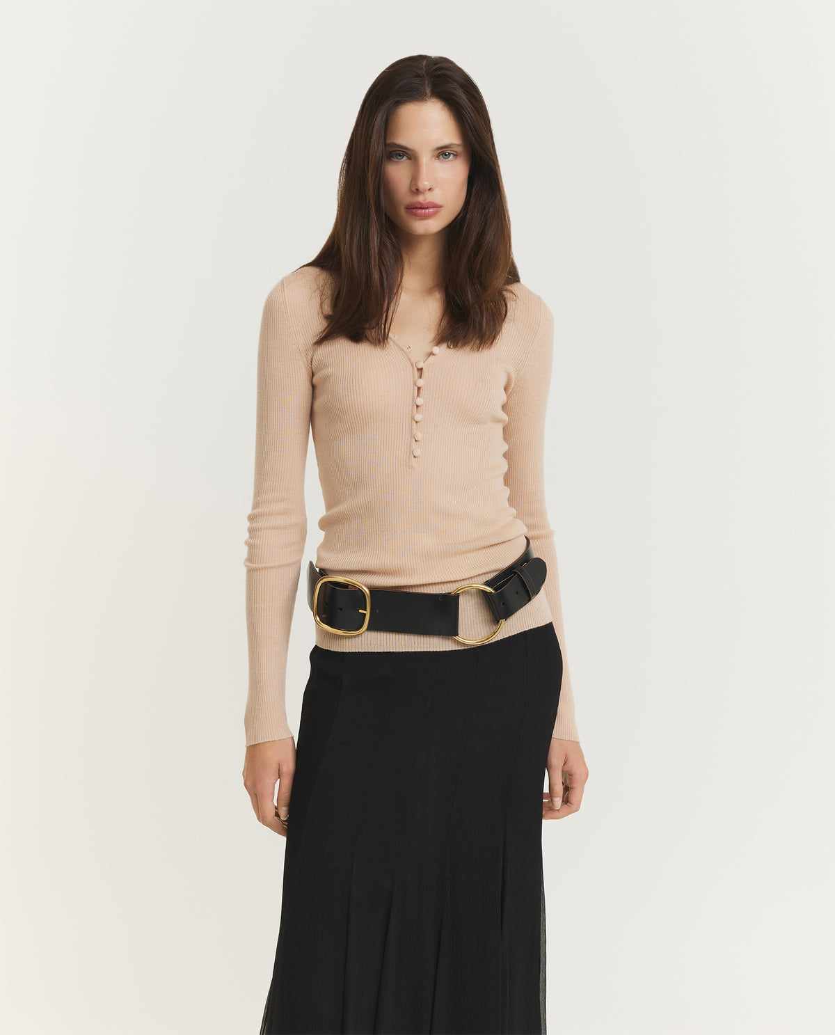 Wollen Geknoopte Henley - Roze