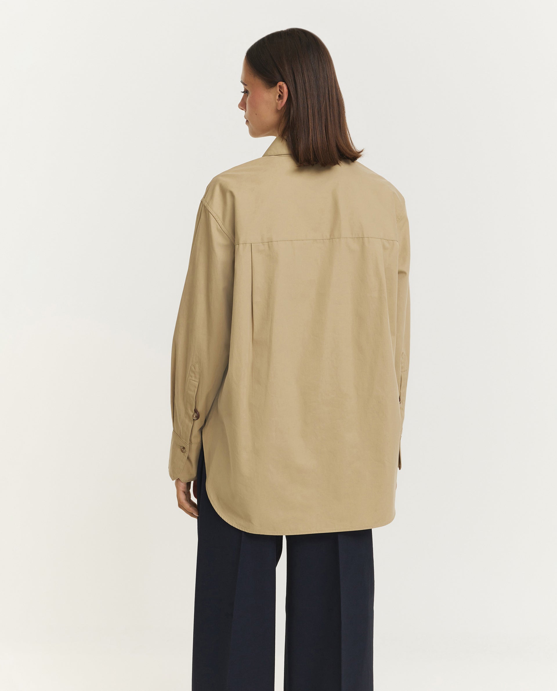 Oversized Katoenen Shirt - Lichtbruin