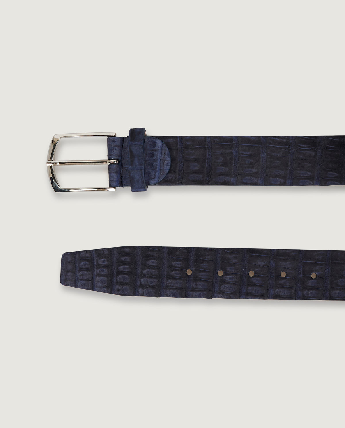 Croco Suede Riem - Donkerblauw