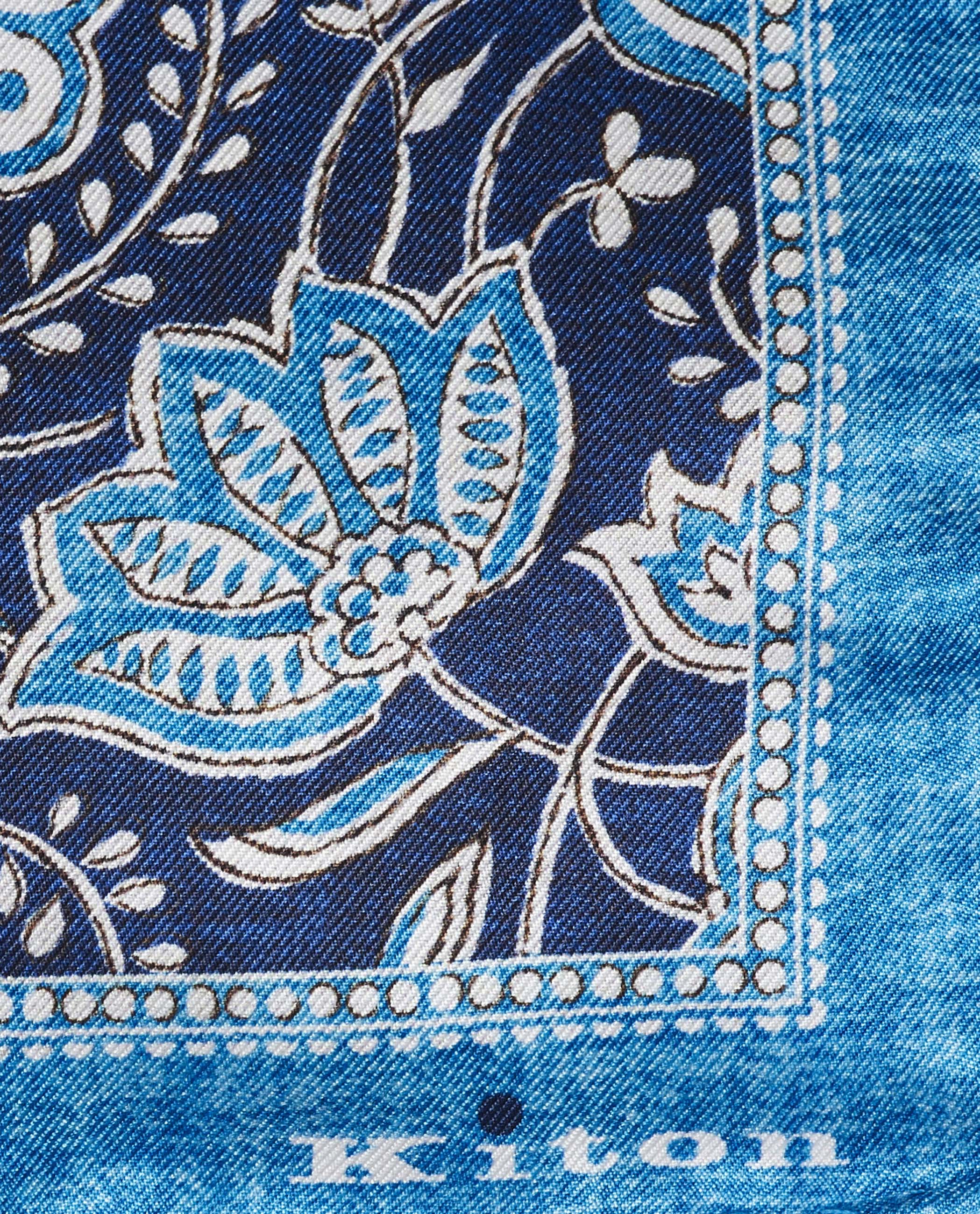 Geprinte Zijden Pochet - Blauw