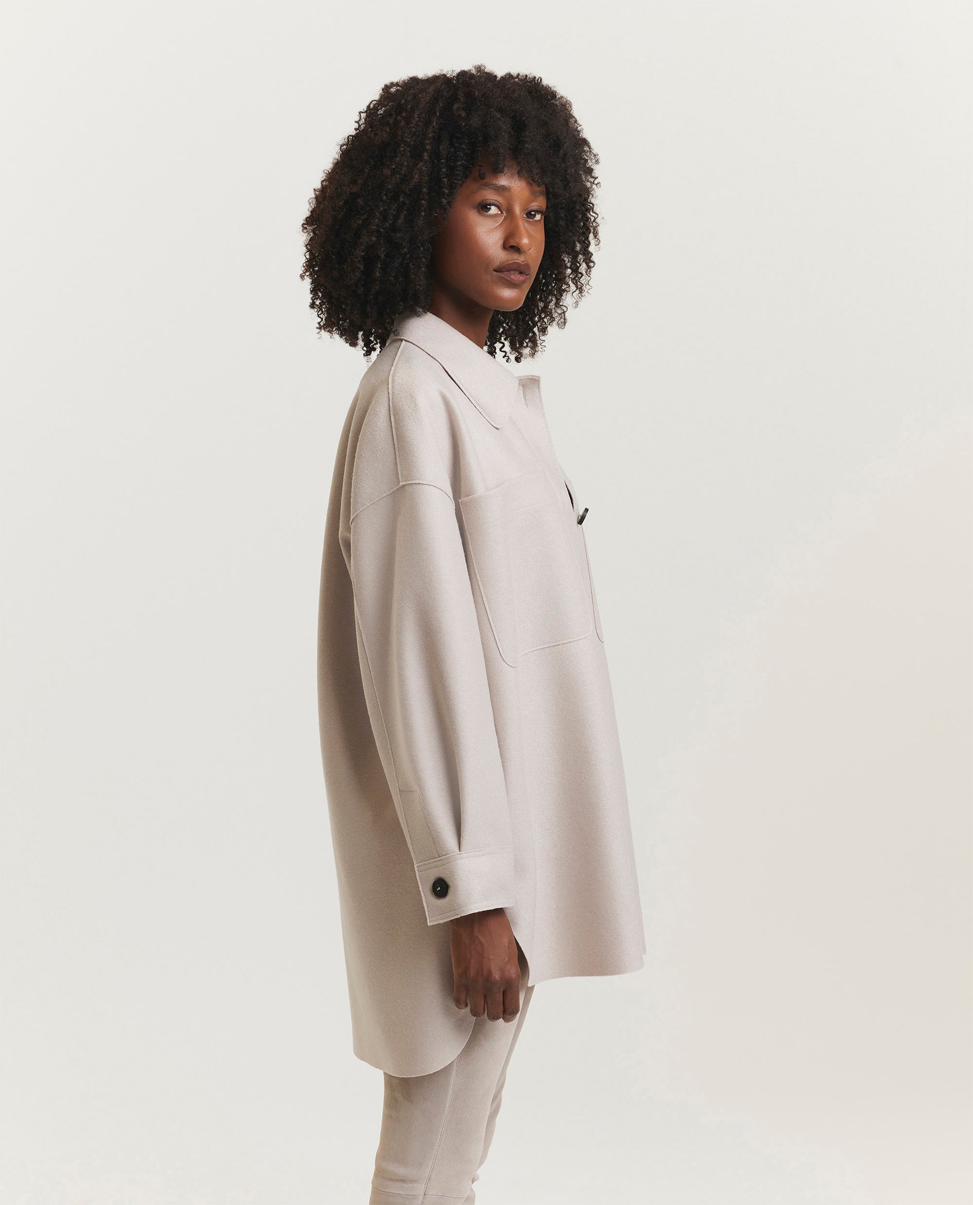 Geperst Wollen Jas - Ecru