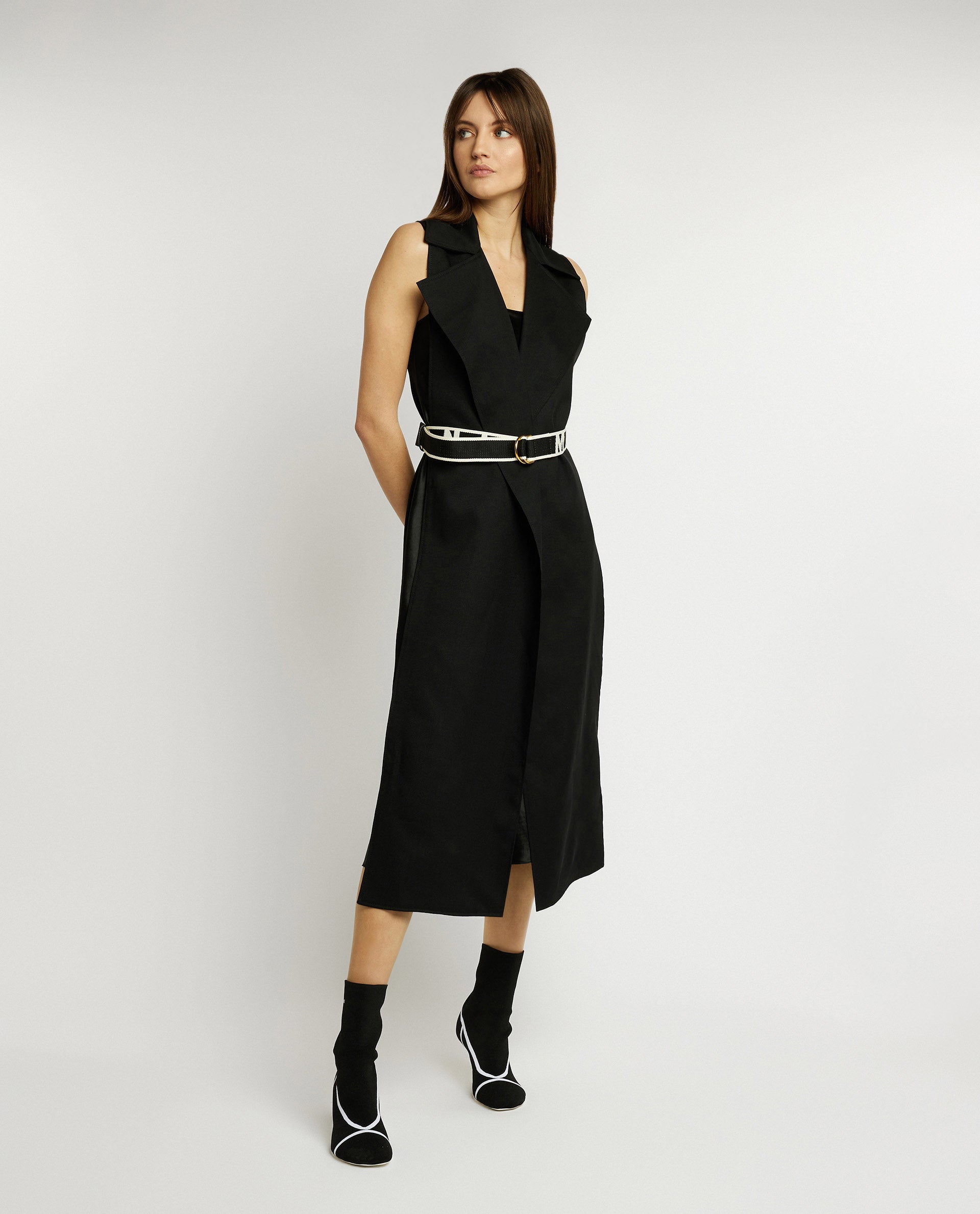 Satijnen midi jurk - Zwart