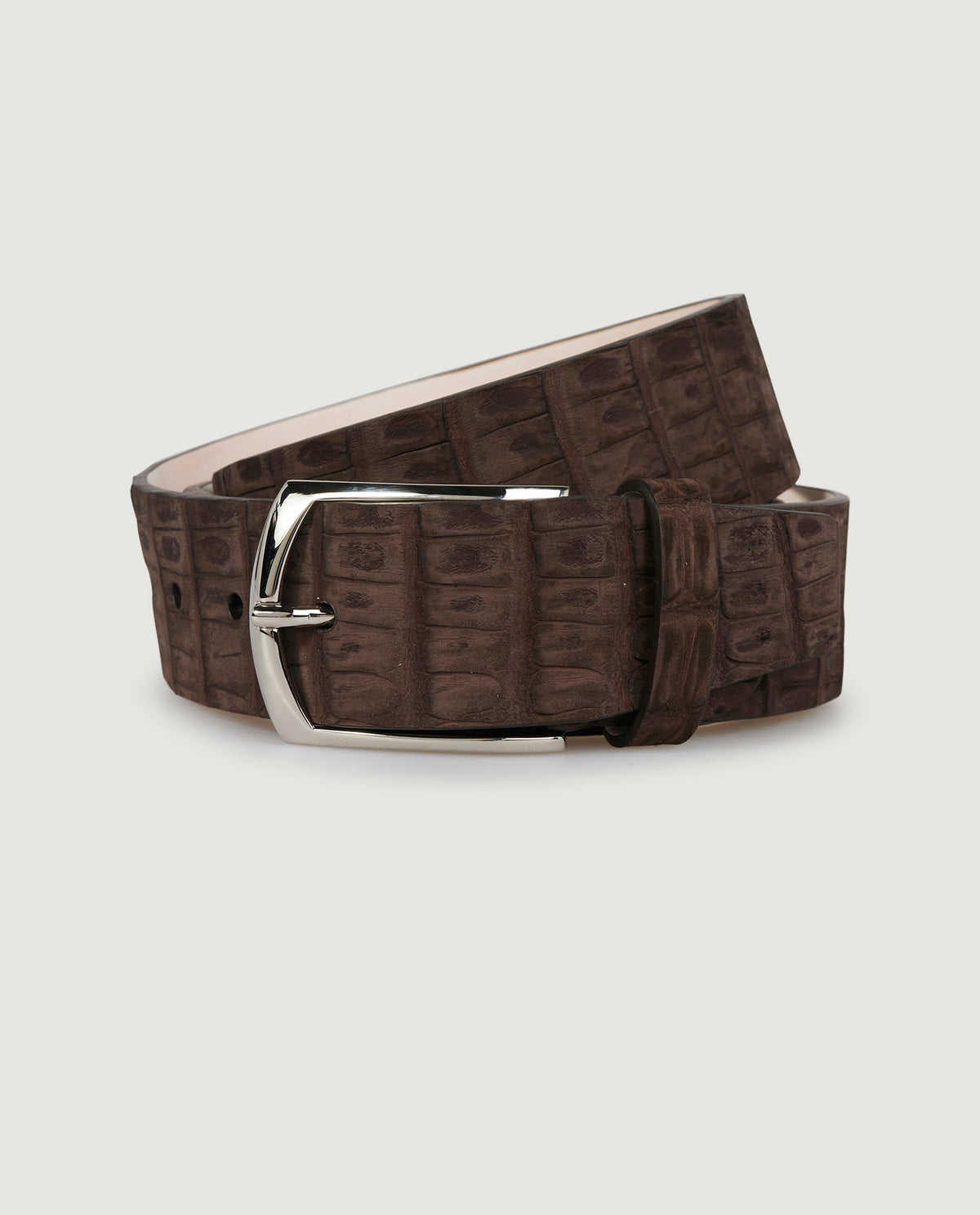 Croco Suede Riem - Bruin