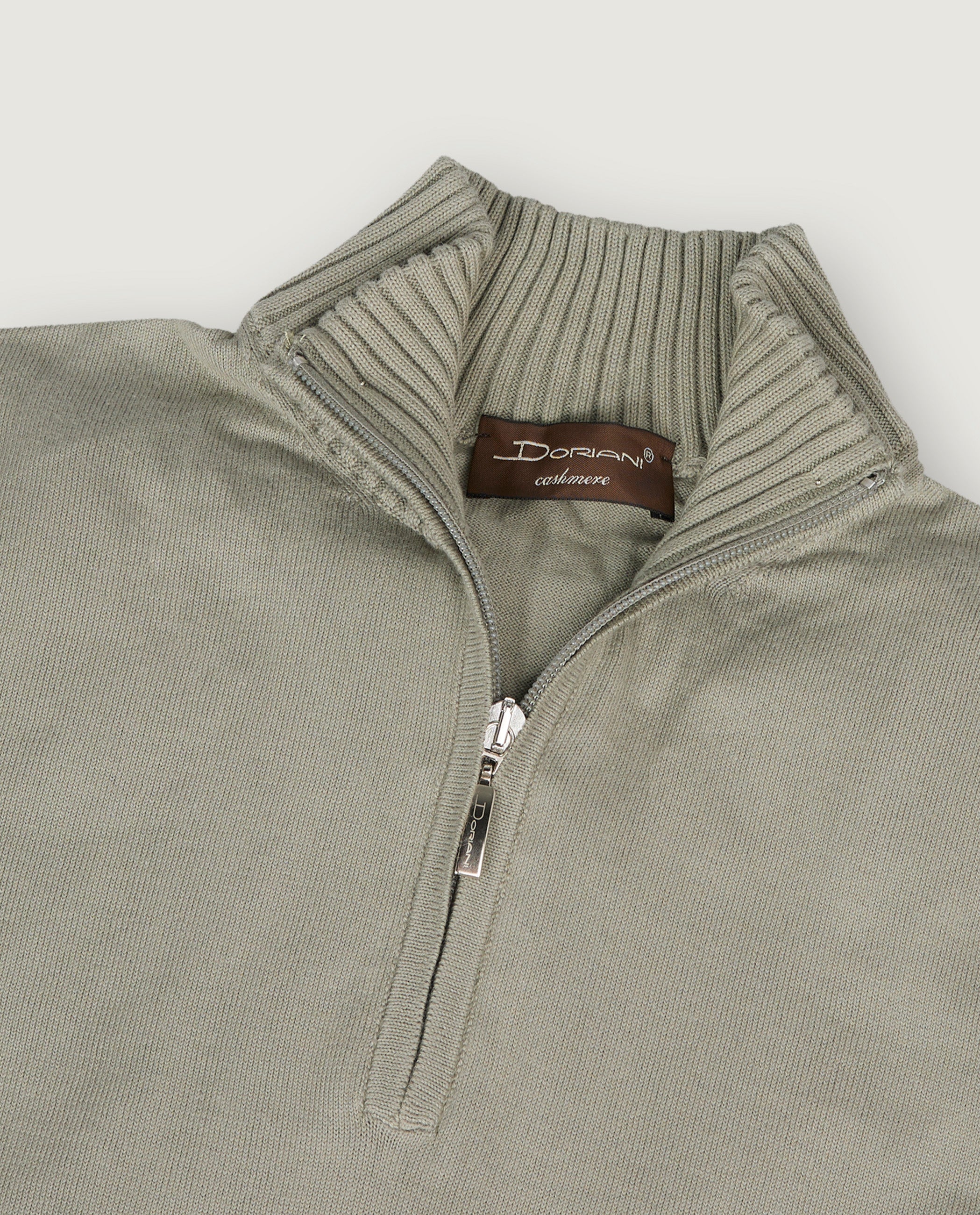 Katoenen Half Zip Trui - Groen