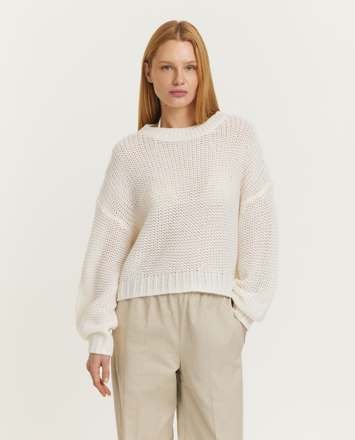 Wol-cashmere trui - Ecru