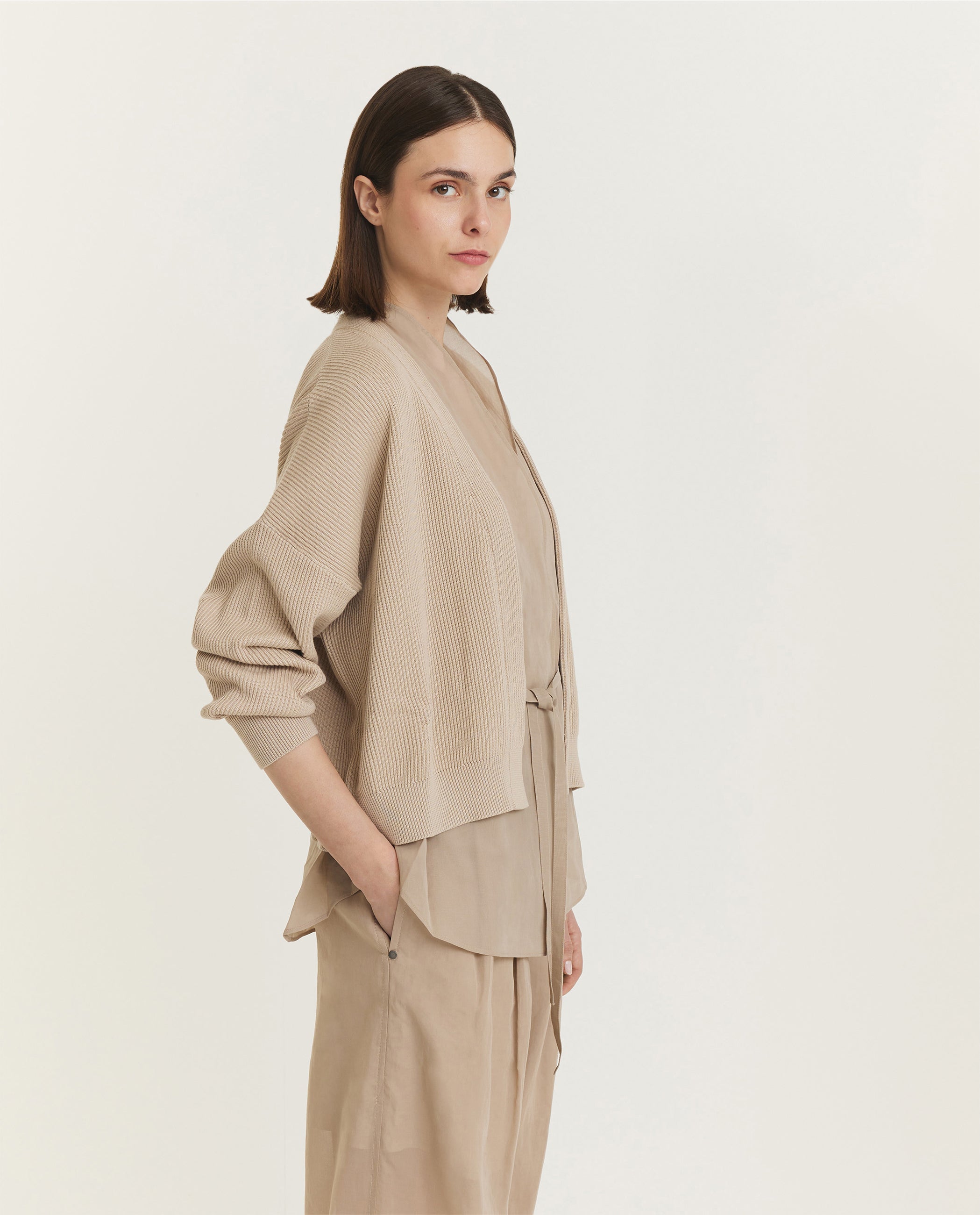 Gelaagde Cardigan - Lichtbruin