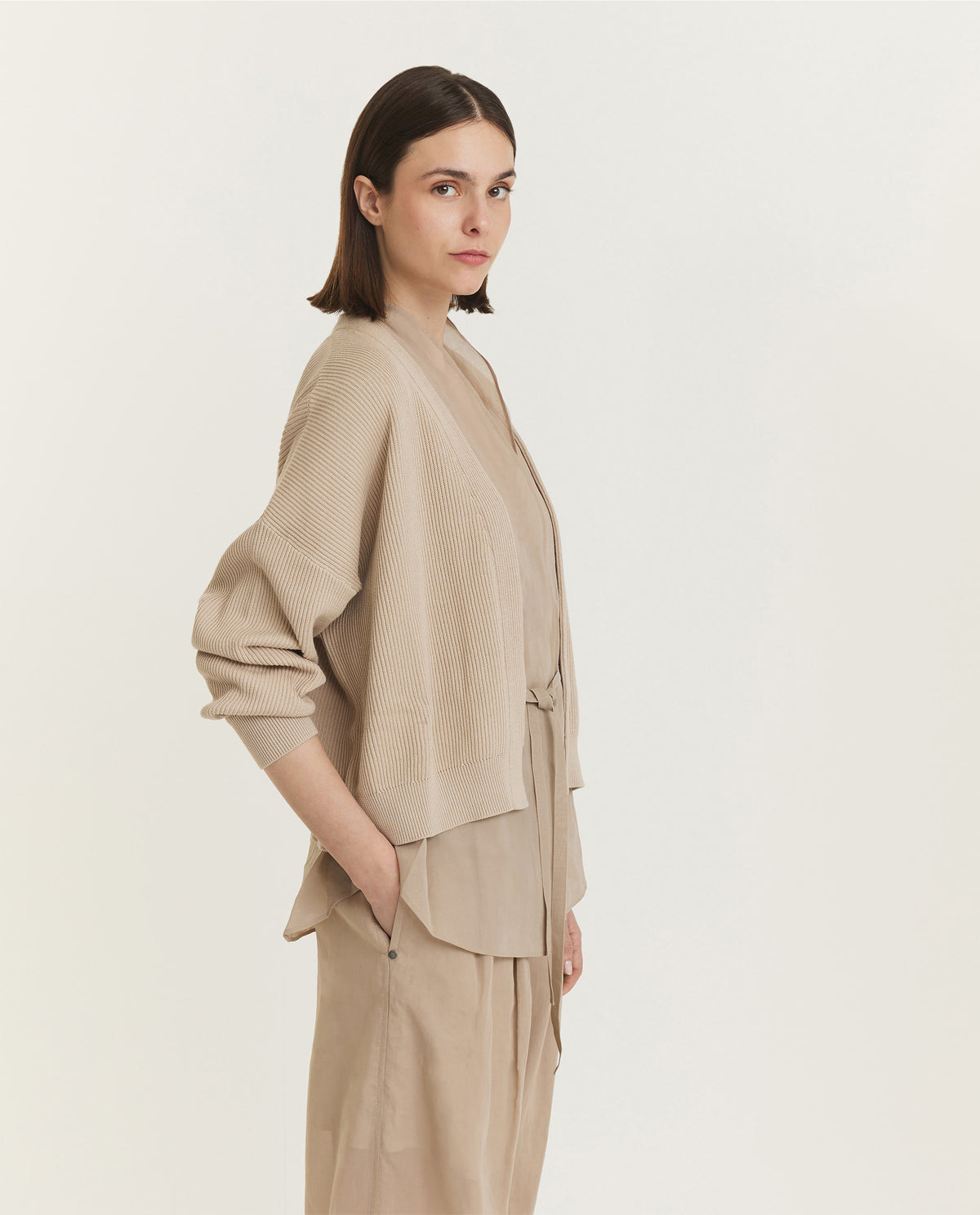 Gelaagde Cardigan - Lichtbruin