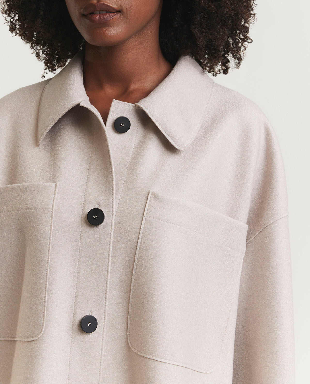 Geperst Wollen Jas - Ecru