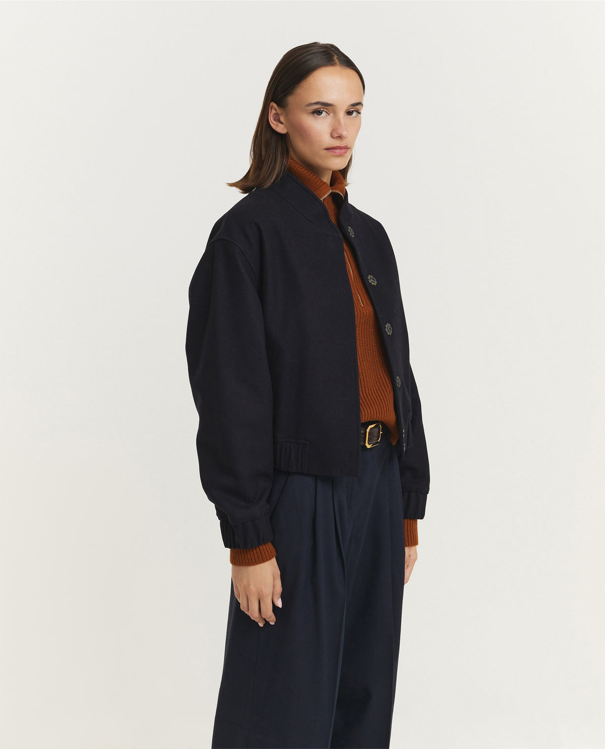 Wollen Bomberjack - Donkerblauw