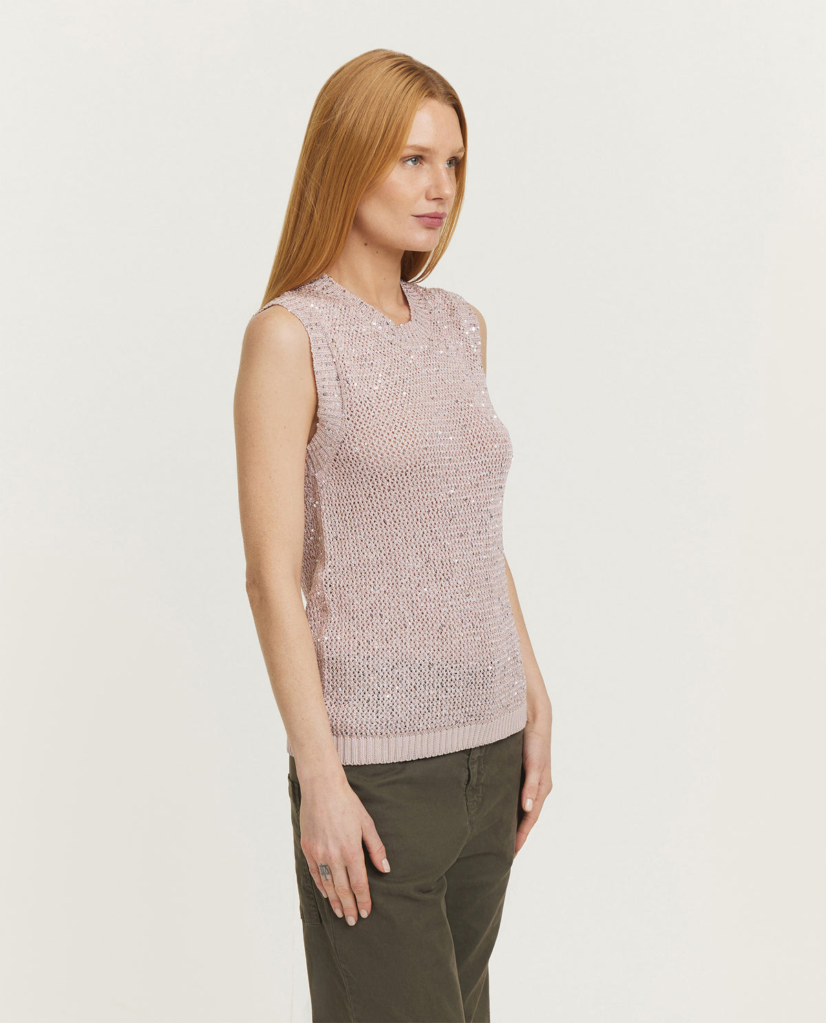 Sequined Knit Tank Top